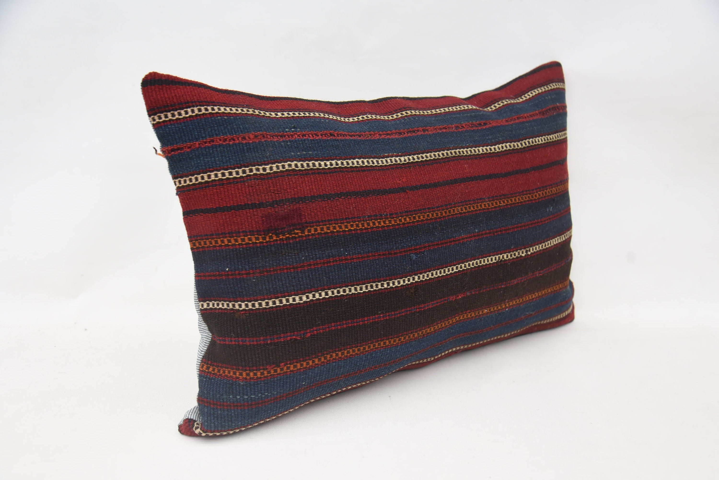 Vintage Kilim Throw Pillow, 16"x24" Blue Cushion, Square Throw Pillow Cover, Kilim Pillow, Kilim Pillow Cover, Accent Throw Pillow Sham