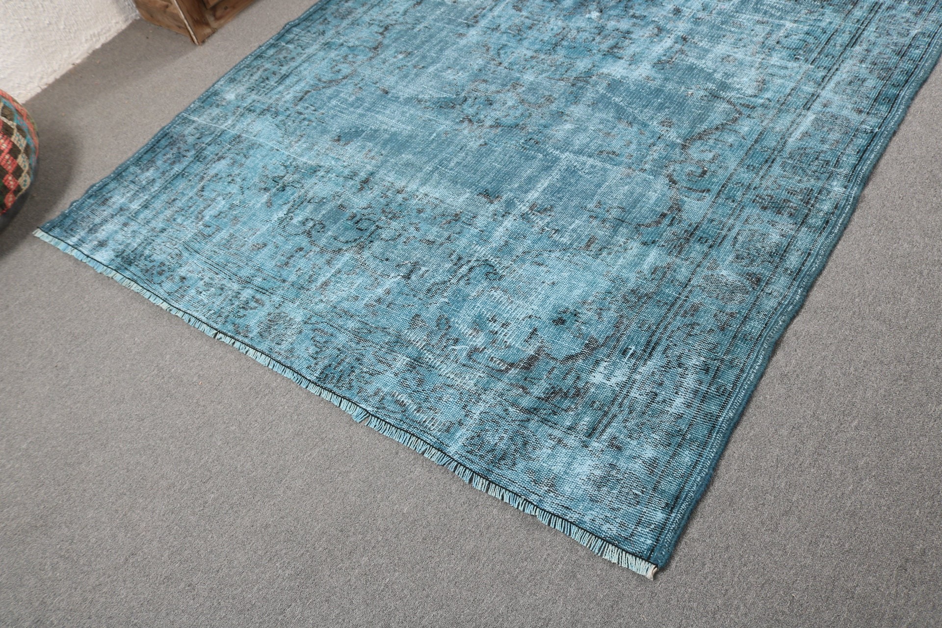 5.9x8.9 ft Large Rug, Salon Rug, Modern Rugs, Vintage Rugs, Turkish Rugs, Rugs for Salon, Large Oushak Rugs, Floor Rug, Blue Oriental Rugs