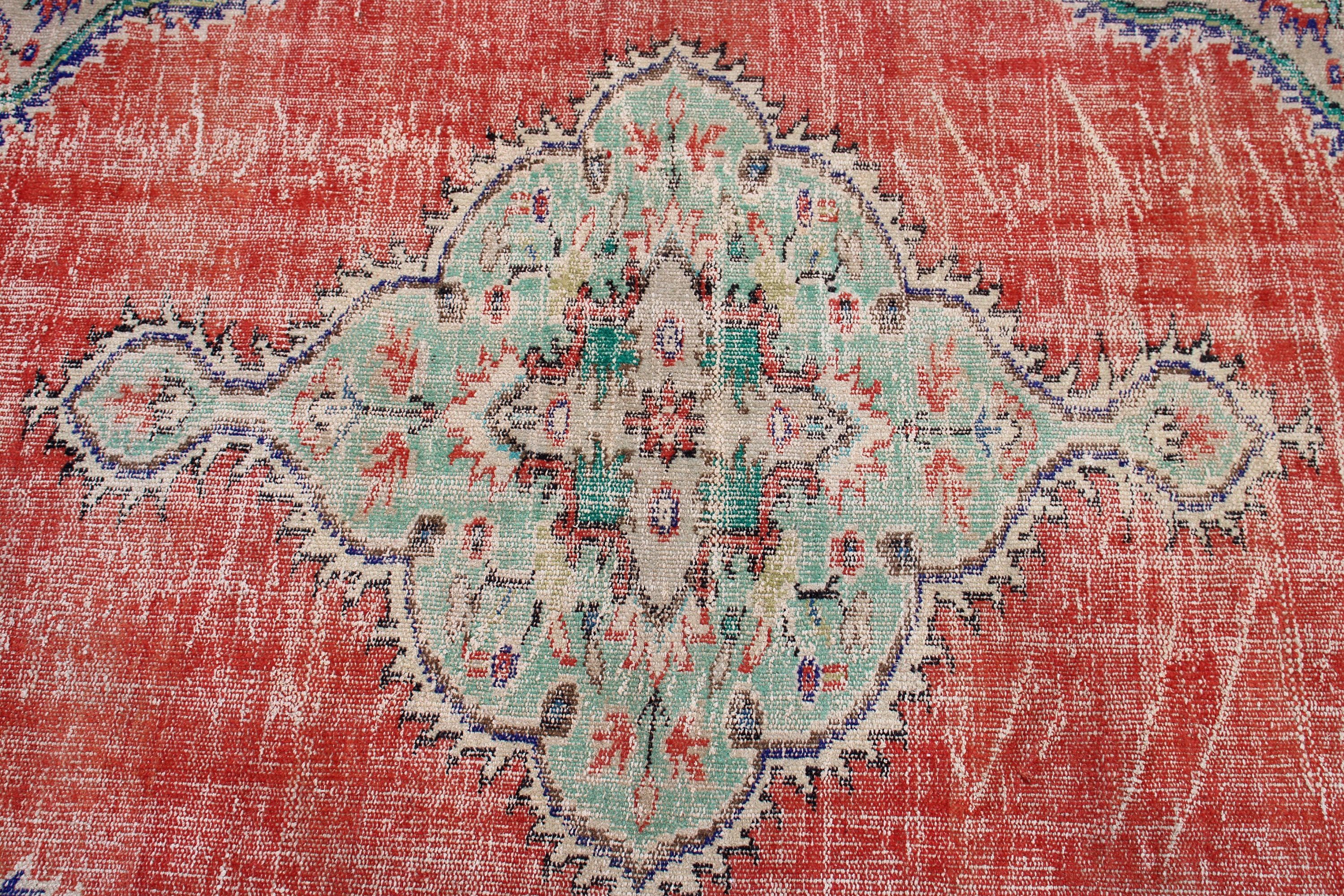 Türk Halıları, Vintage Halılar, Fas Halıları, Salon Halısı, Kırmızı Lüks Halı, 5.3x7.9 ft Büyük Halılar, Büyük Oushak Halısı, Anadolu Halıları, Boho Halıları