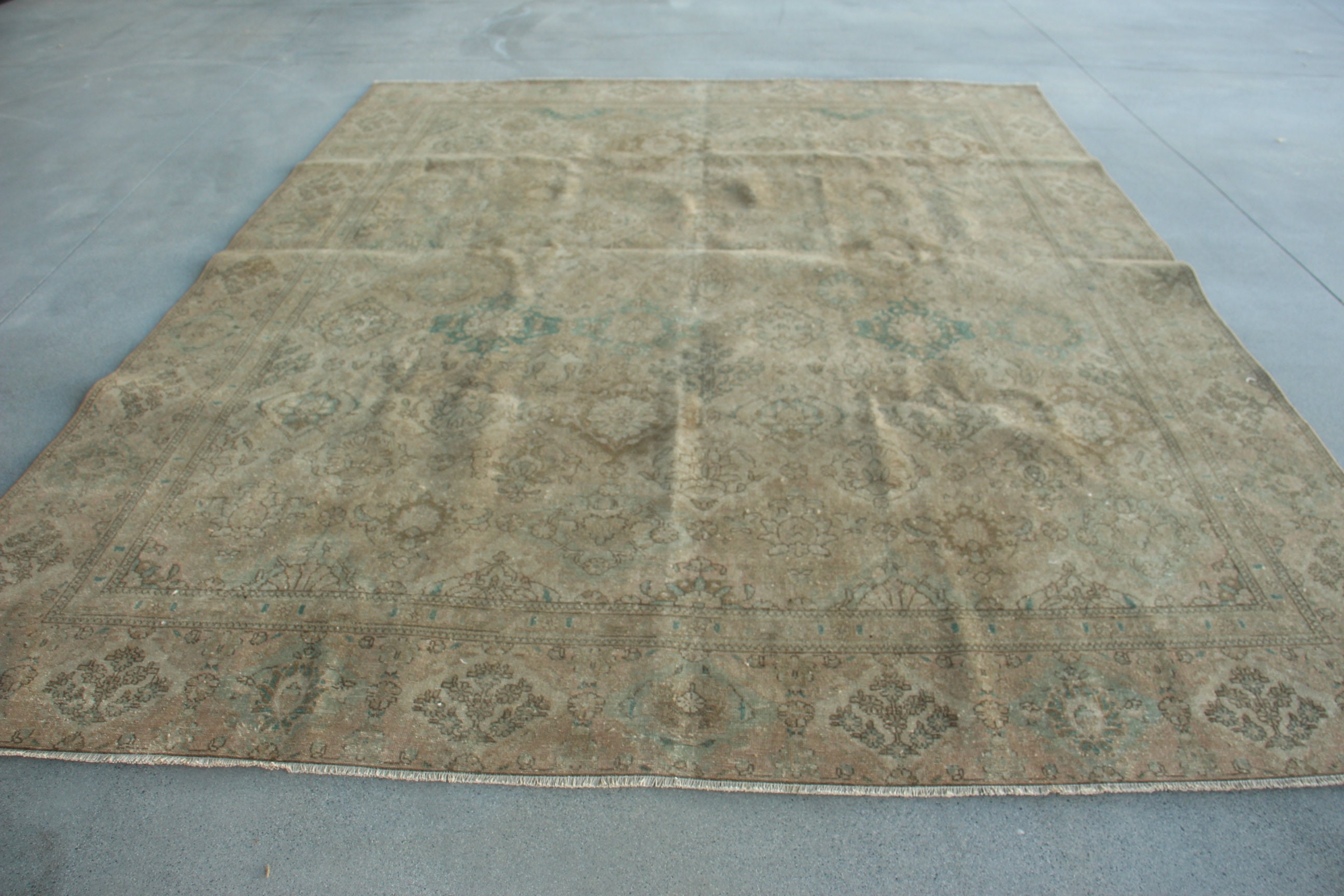 Vintage Rug, 9.7x11.8 ft Oversize Rugs, Boho Rug, Exotic Rug, Turkish Rug, Bronze Geometric Rug, Oversize Vintage Rug, Antique Rug