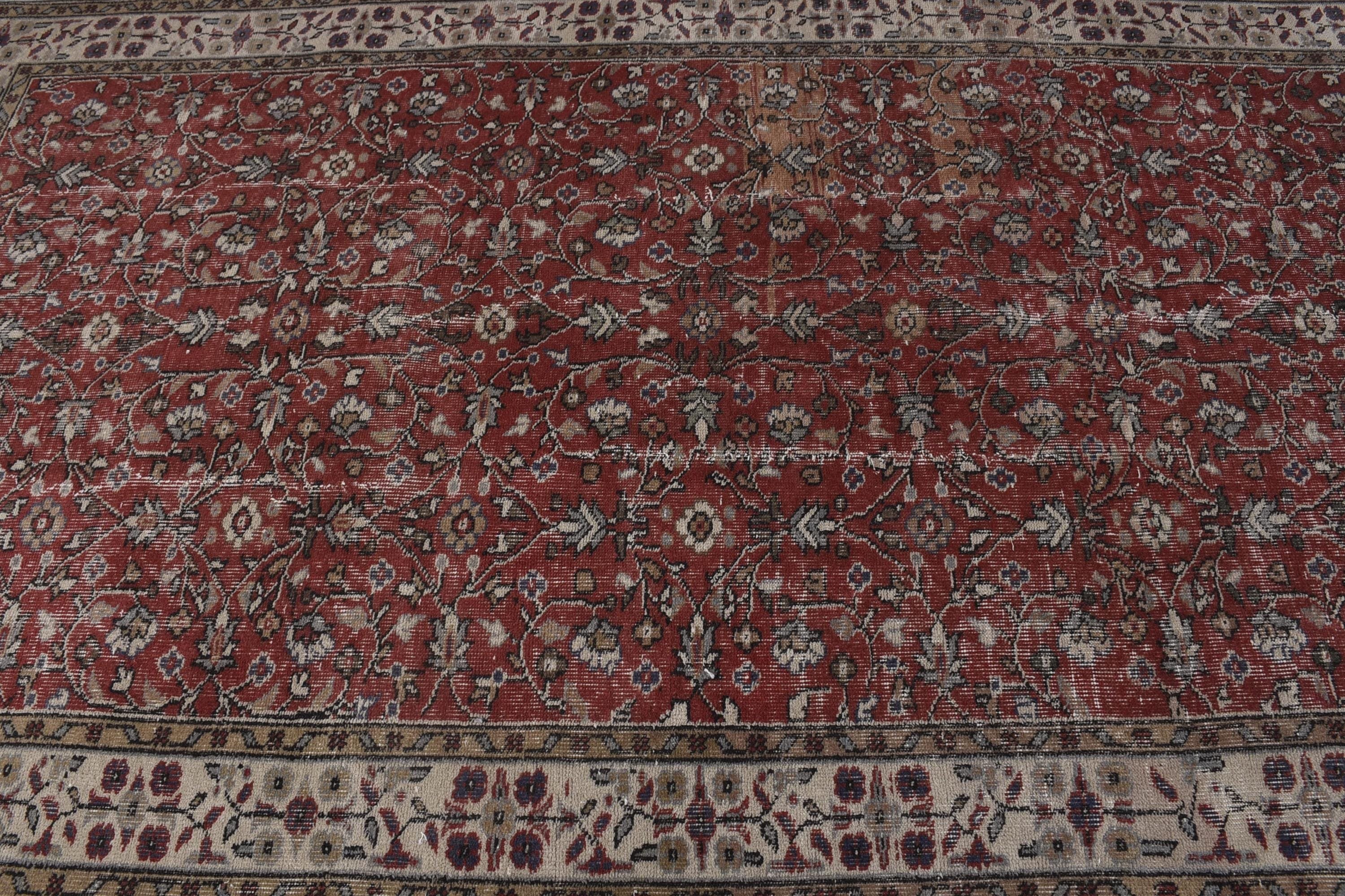 Turkish Rugs, Red Anatolian Rugs, Large Oushak Rugs, Vintage Rug, 5x8.6 ft Large Rugs, Bedroom Rug, Living Room Rugs, Moroccan Rug