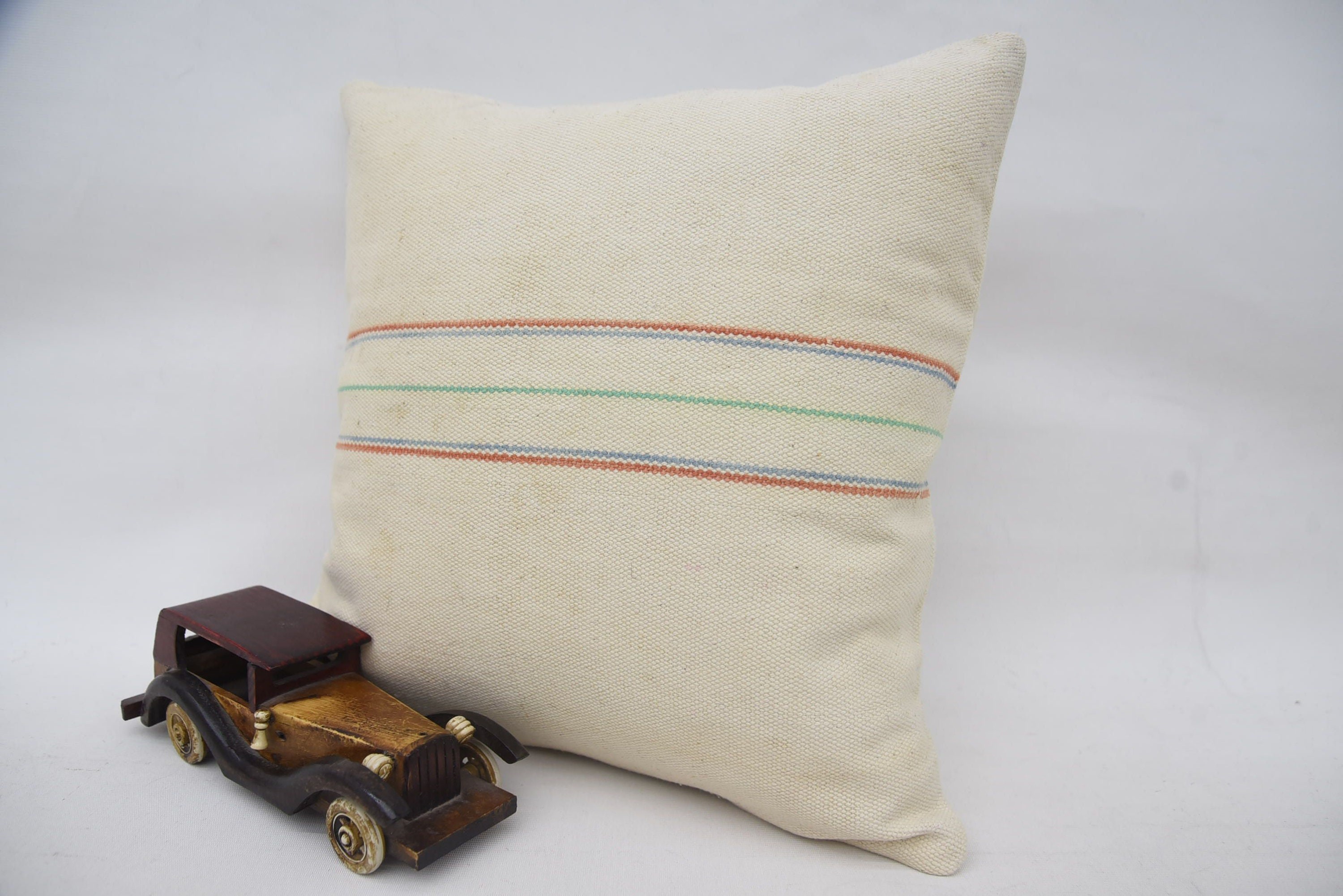 16"x16" Beige Cushion Cover, Interior Designer Pillow, Handmade Kilim Cushion, Home Decor Pillow, Anatolian Pillow