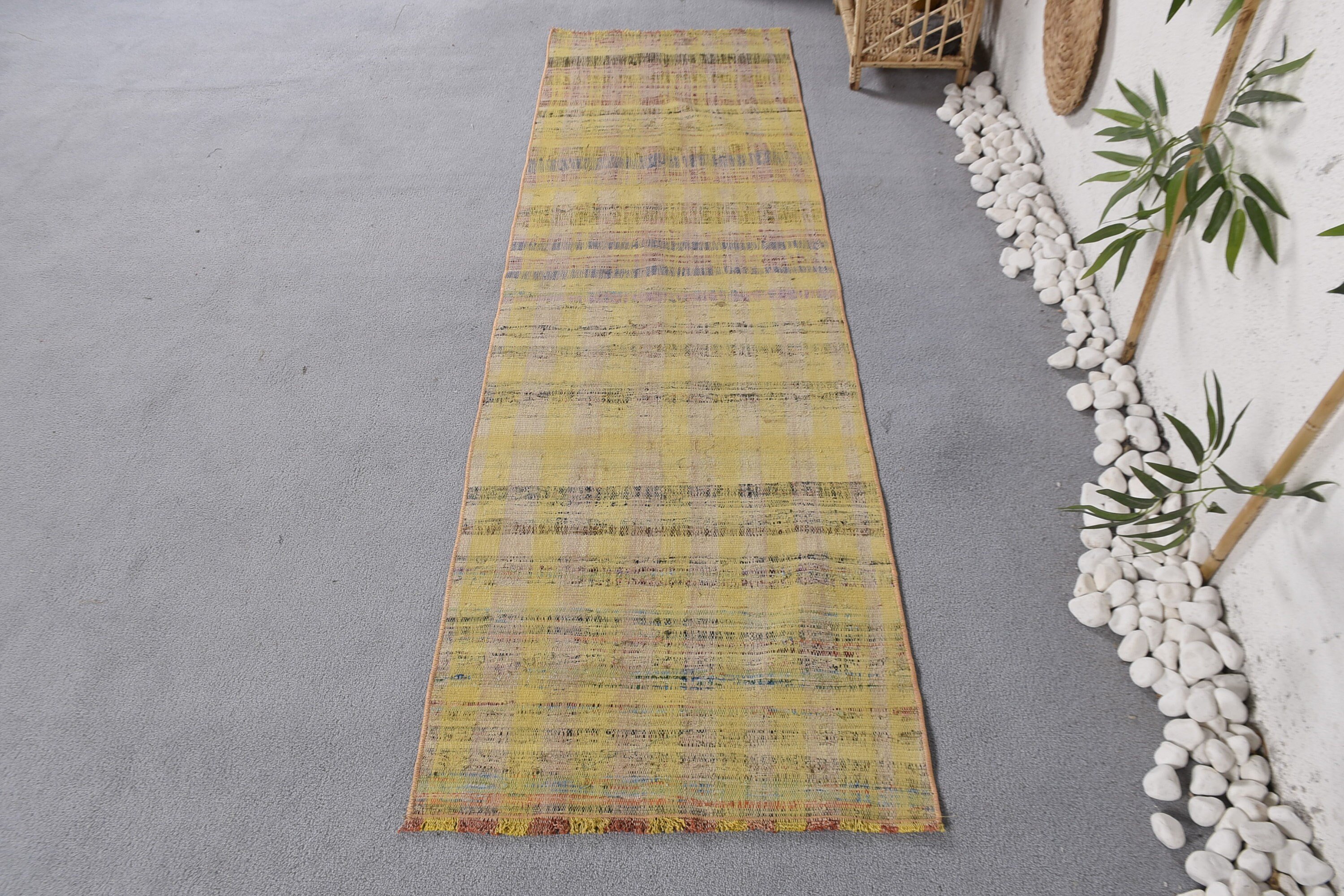 Turkish Rugs, 2.1x7.2 ft Runner Rug, Oriental Rugs, Beni Ourain Runner Rugs, Corridor Rug, Vintage Rugs, Green Oriental Rugs