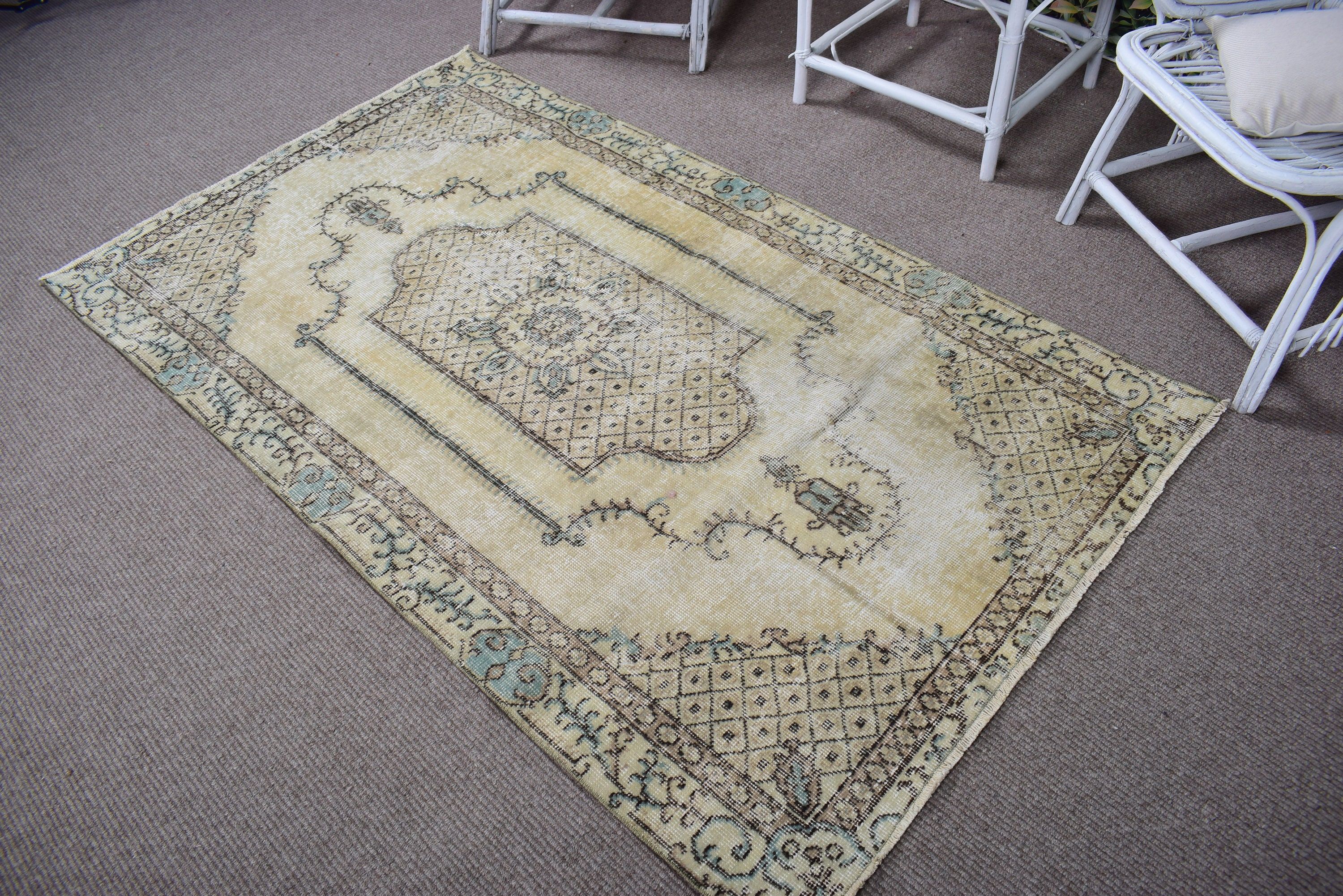 Vintage Rug, Green Cool Rugs, Turkish Rugs, Neutral Rugs, Bedroom Rugs, 3.6x6.1 ft Accent Rugs, Decorative Rugs, Turkey Rug