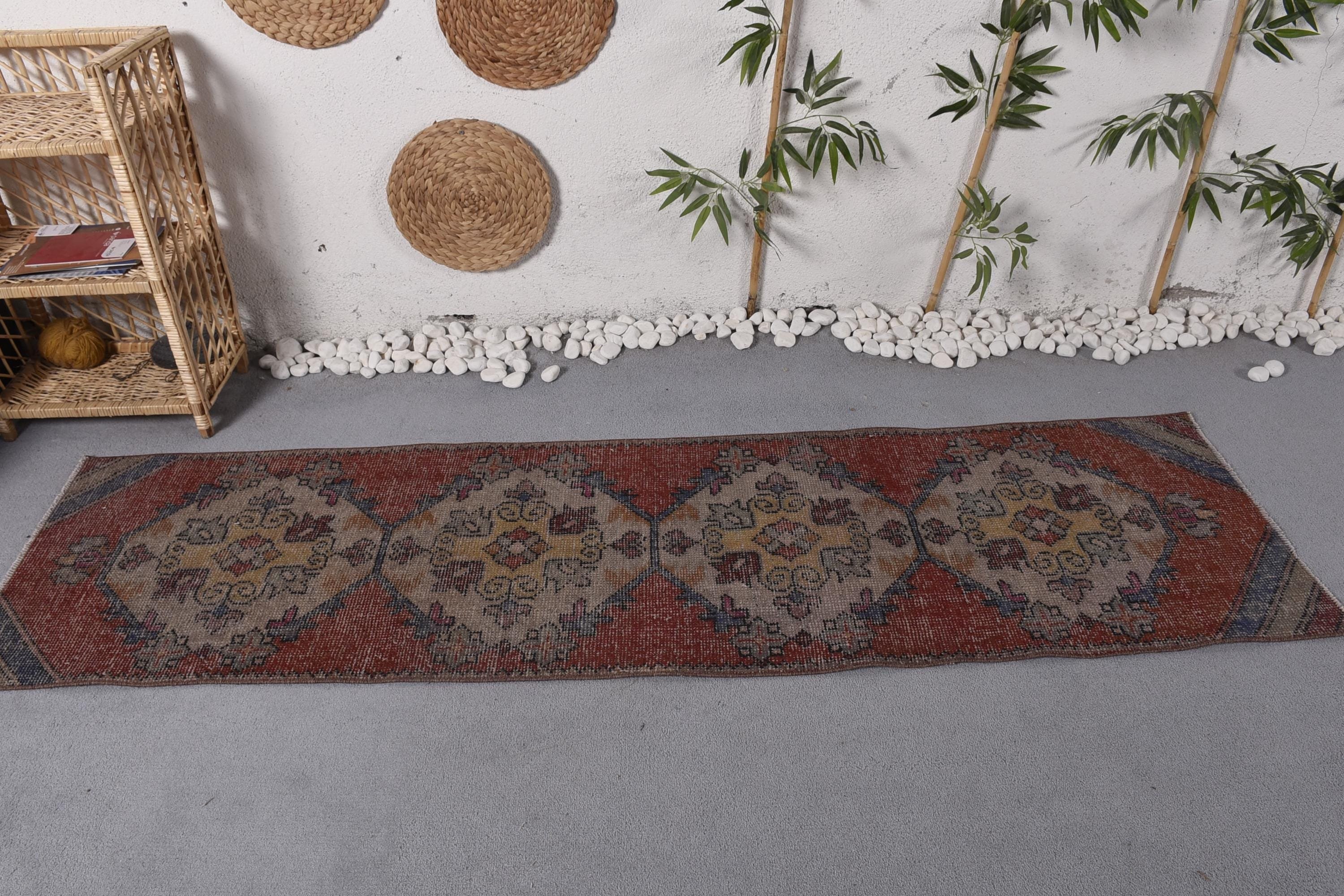 Nötr Halı, Koridor Halısı, Beni Ourain Yolluk Halıları, 2,2x7,8 ft Koşucu Halıları, Kırmızı El Dokuma Halılar, Türk Halıları, Vintage Halılar, Havalı Halılar