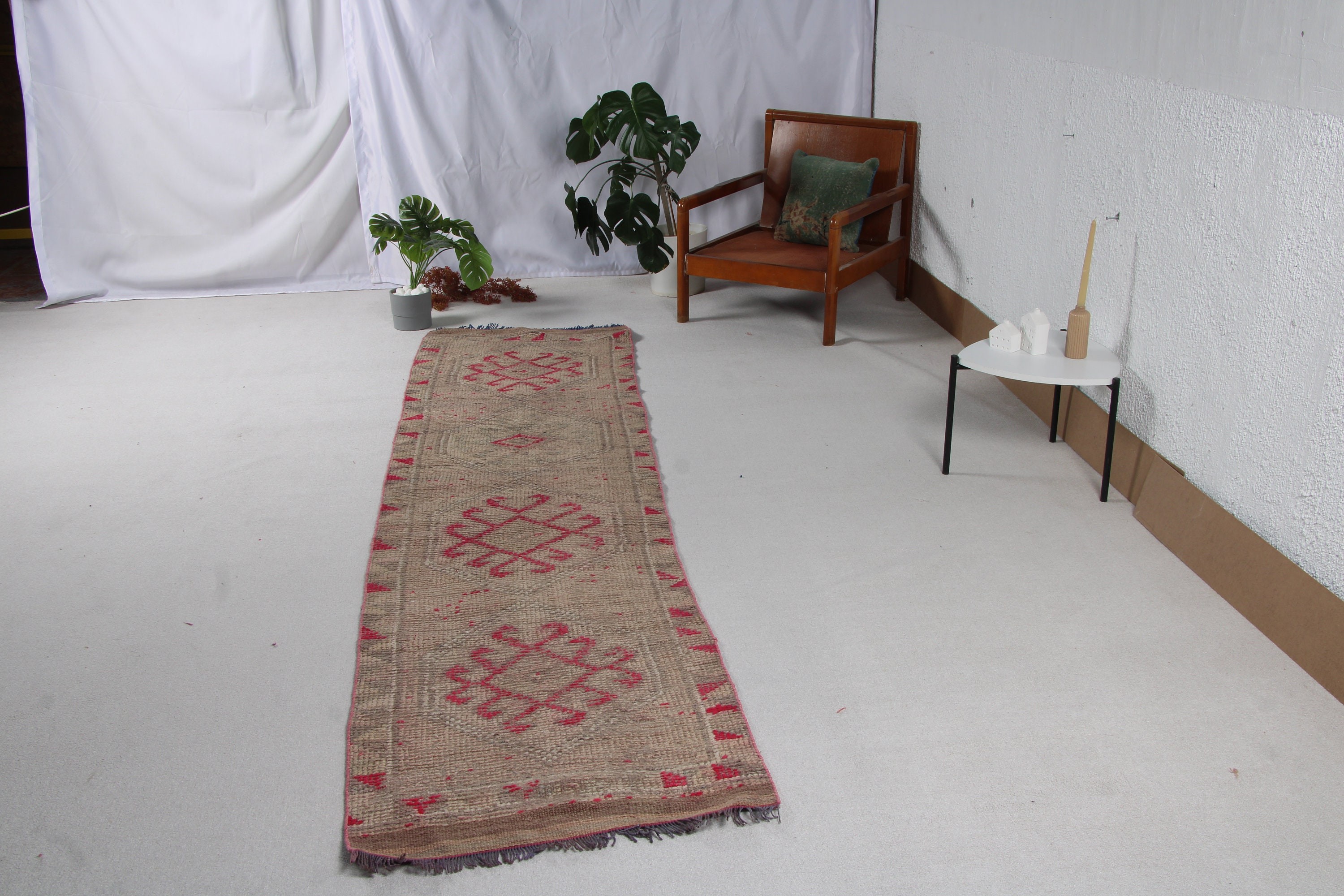 Koridor Halıları, Türk Halıları, Pembe Geometrik Halı, Vintage Halı, Lüks Halı, 2.6x10.5 ft Runner Halıları, Oryantal Halı, Boho Halı, Mutfak Halısı