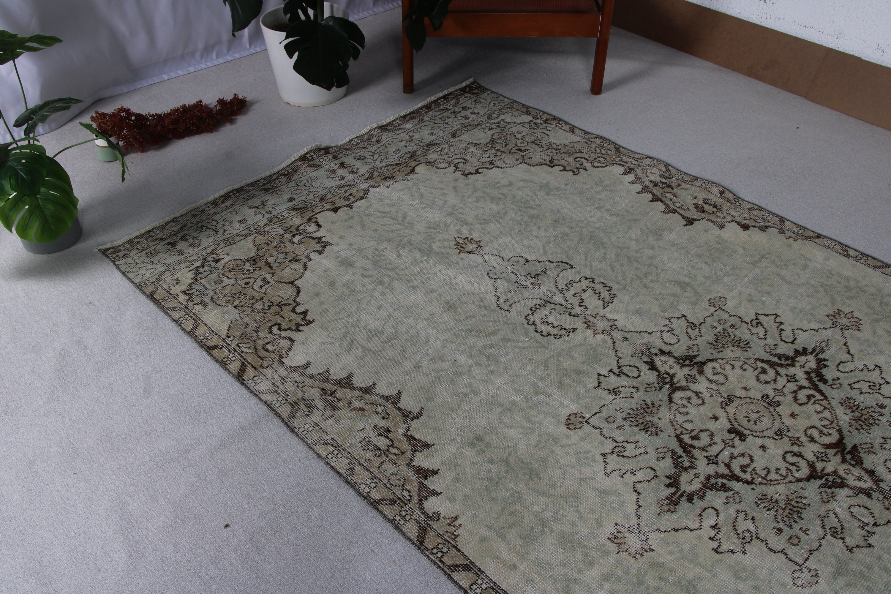 Geometrik Halı, Yatak Odası Halısı, Oturma Odası Halısı, 4.7x9.7 ft Büyük Halılar, Vintage Halılar, Aztek Halısı, Türk Halısı, Kahverengi Fas Halısı, Fas Halıları