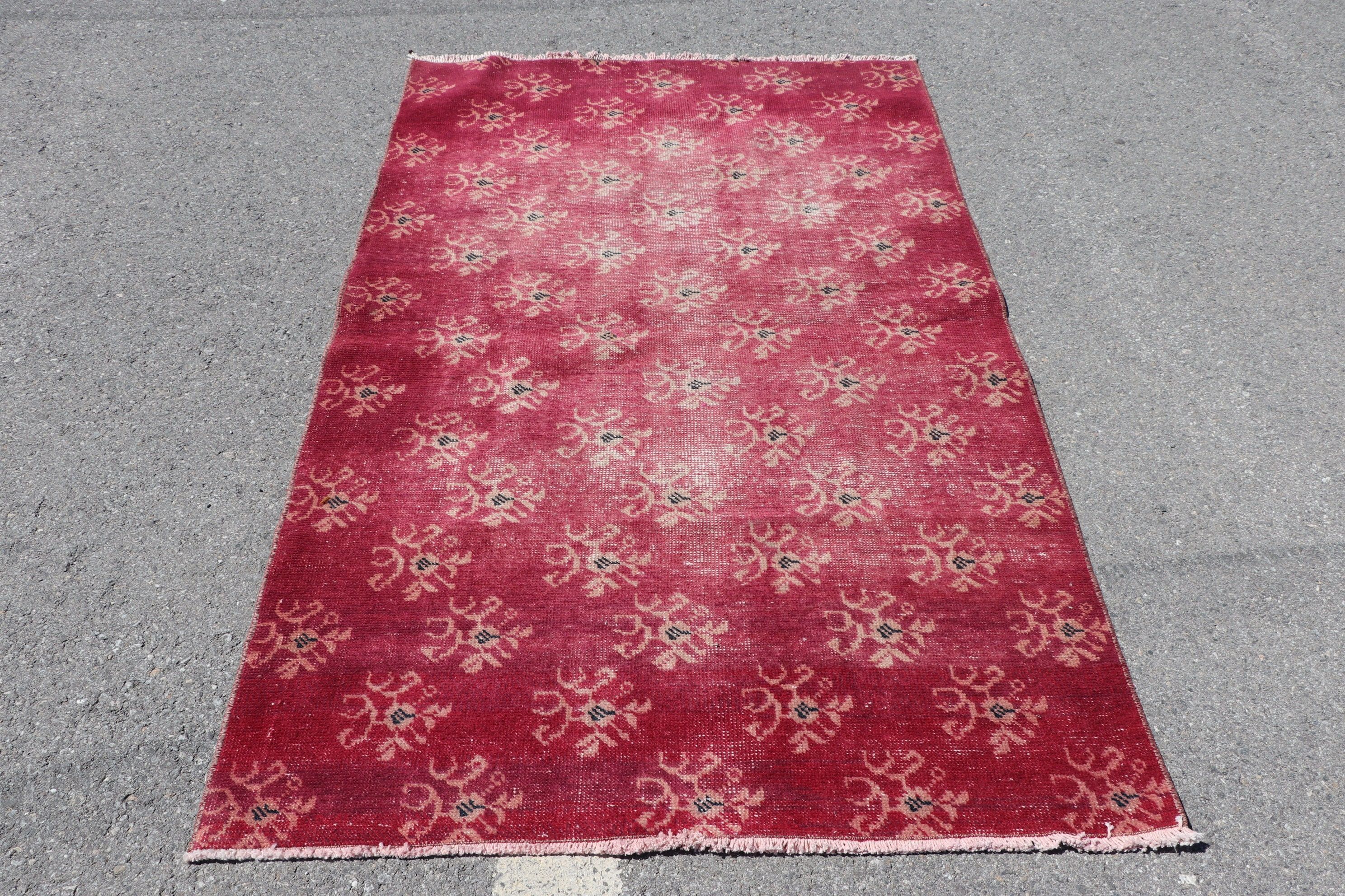 Anatolian Rug, Custom Rug, Turkish Rugs, Nursery Rugs, Red Bedroom Rugs, Vintage Rug, Dining Room Rug, 4x6.2 ft Area Rugs, Home Decor Rug