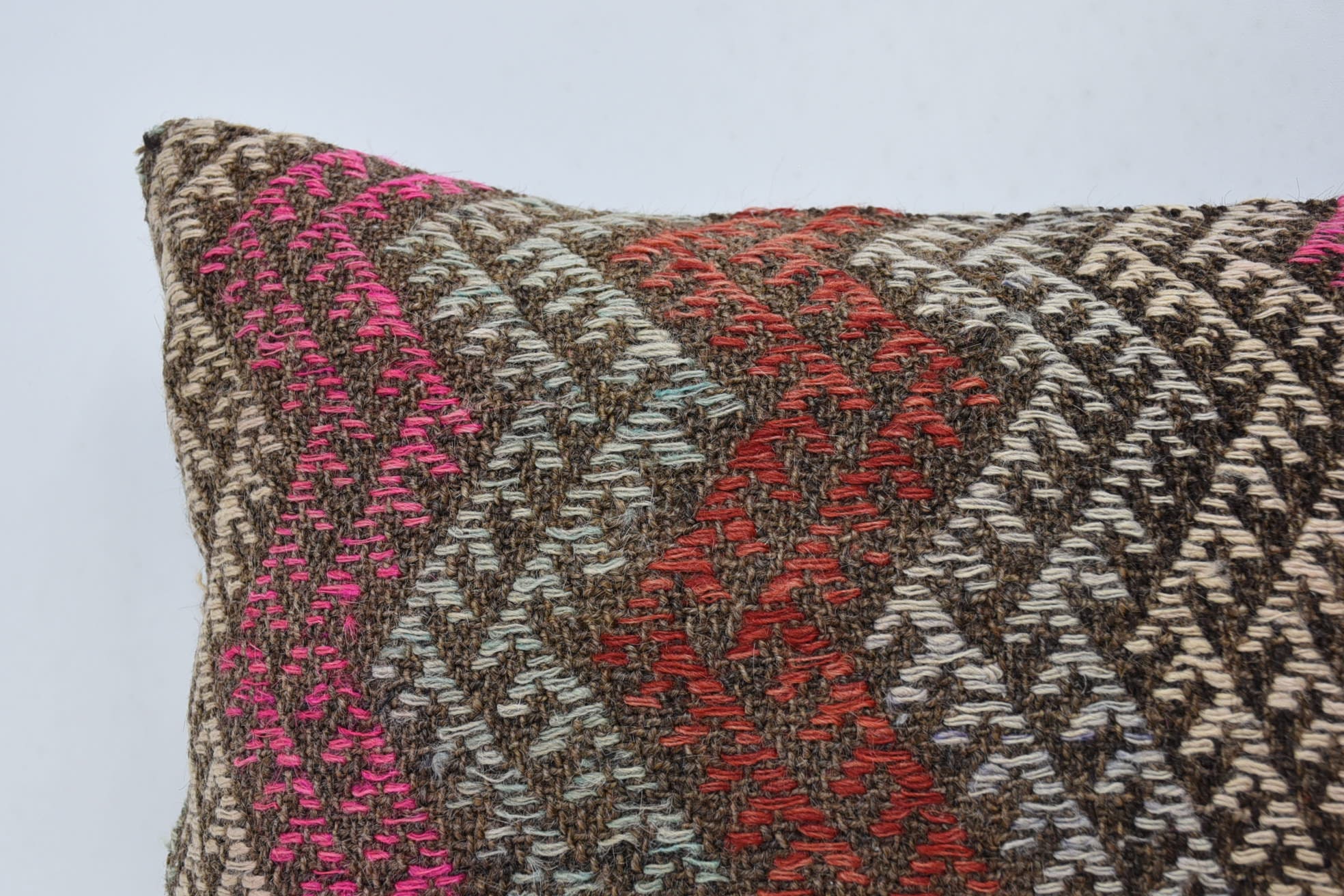 Turkish Pillow, Boho Throw Cushion Case, Sofa Cushion Case, 16"x24" Red Cushion Cover, Throw Kilim Pillow, Vintage Kilim Pillow