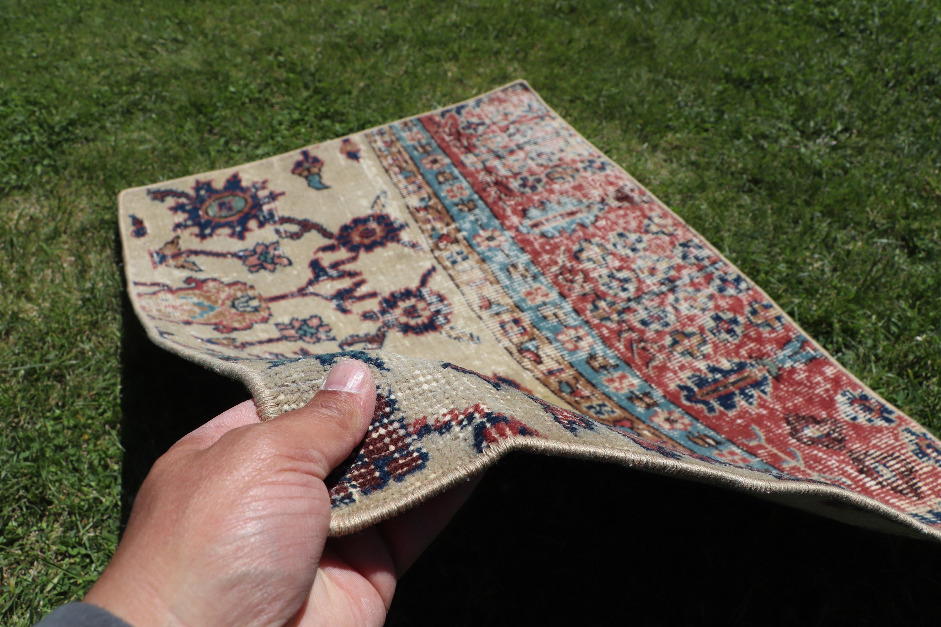 Bej Bildirim Halısı, Ev Dekor Halıları, 2x3 ft Küçük Halılar, Vintage Halılar, Türk Halısı, El Dokuma Halı, Yatak Odası Halıları, Kapı Paspas Halıları, Lüks Halılar