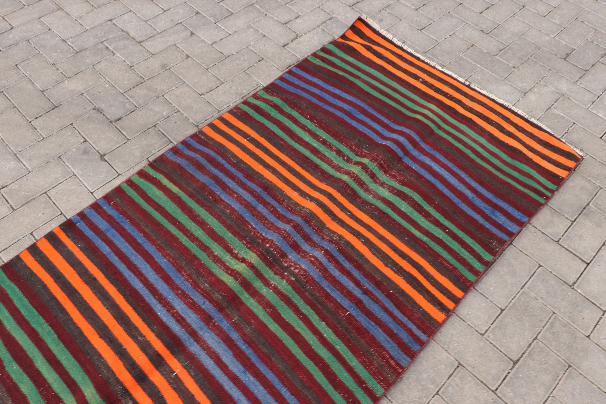 Rugs for Kitchen, Turkish Rug, Kitchen Rugs, 3.2x10.1 ft Runner Rug, Orange Moroccan Rug, Wool Rug, Oushak Rug, Vintage Rug, Kilim, Art Rug