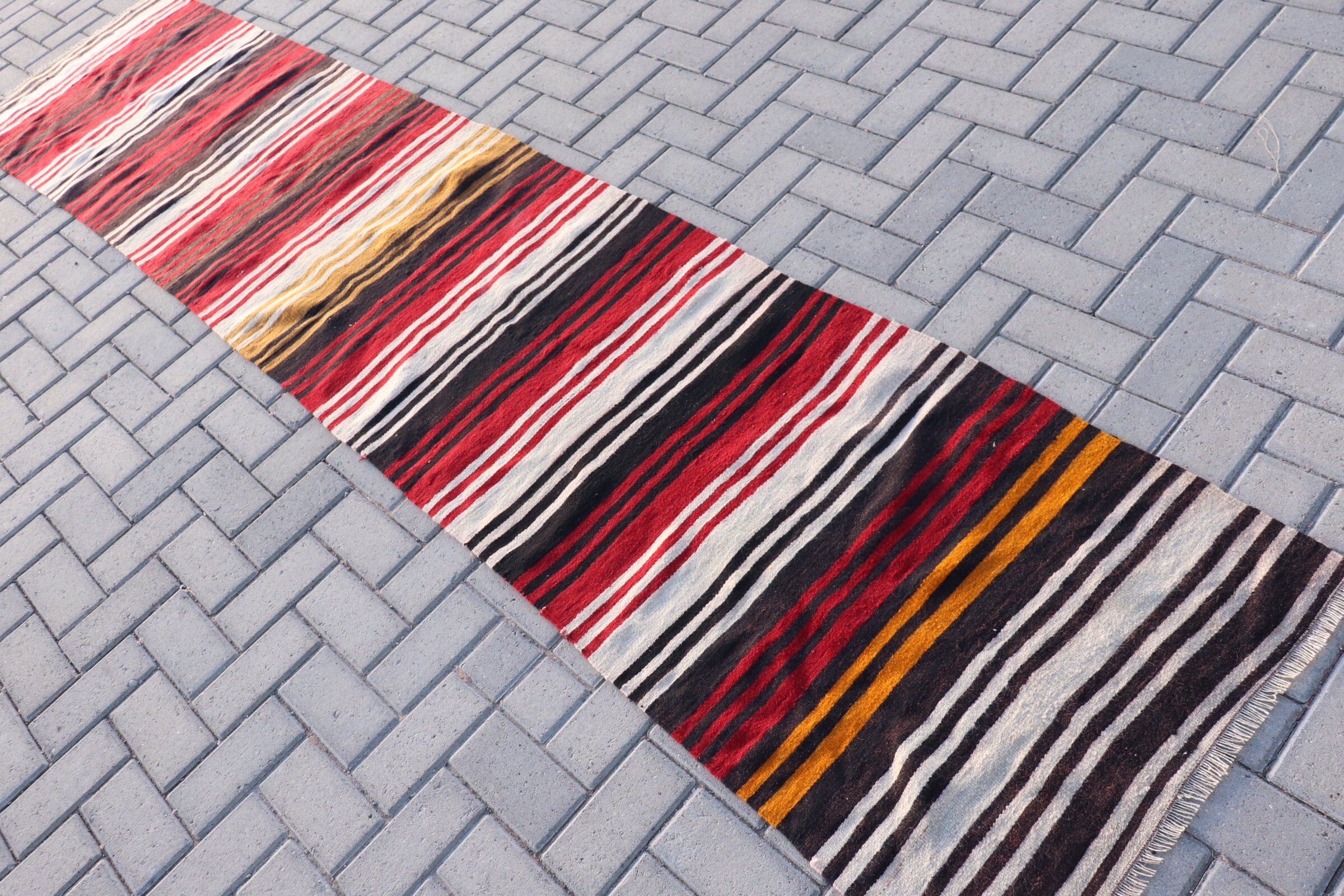 Kitchen Rug, Vintage Rug, Eclectic Rug, Kilim, Floor Rug, Red Wool Rugs, Anatolian Rug, Hallway Rugs, 2.3x11.2 ft Runner Rugs, Turkish Rugs