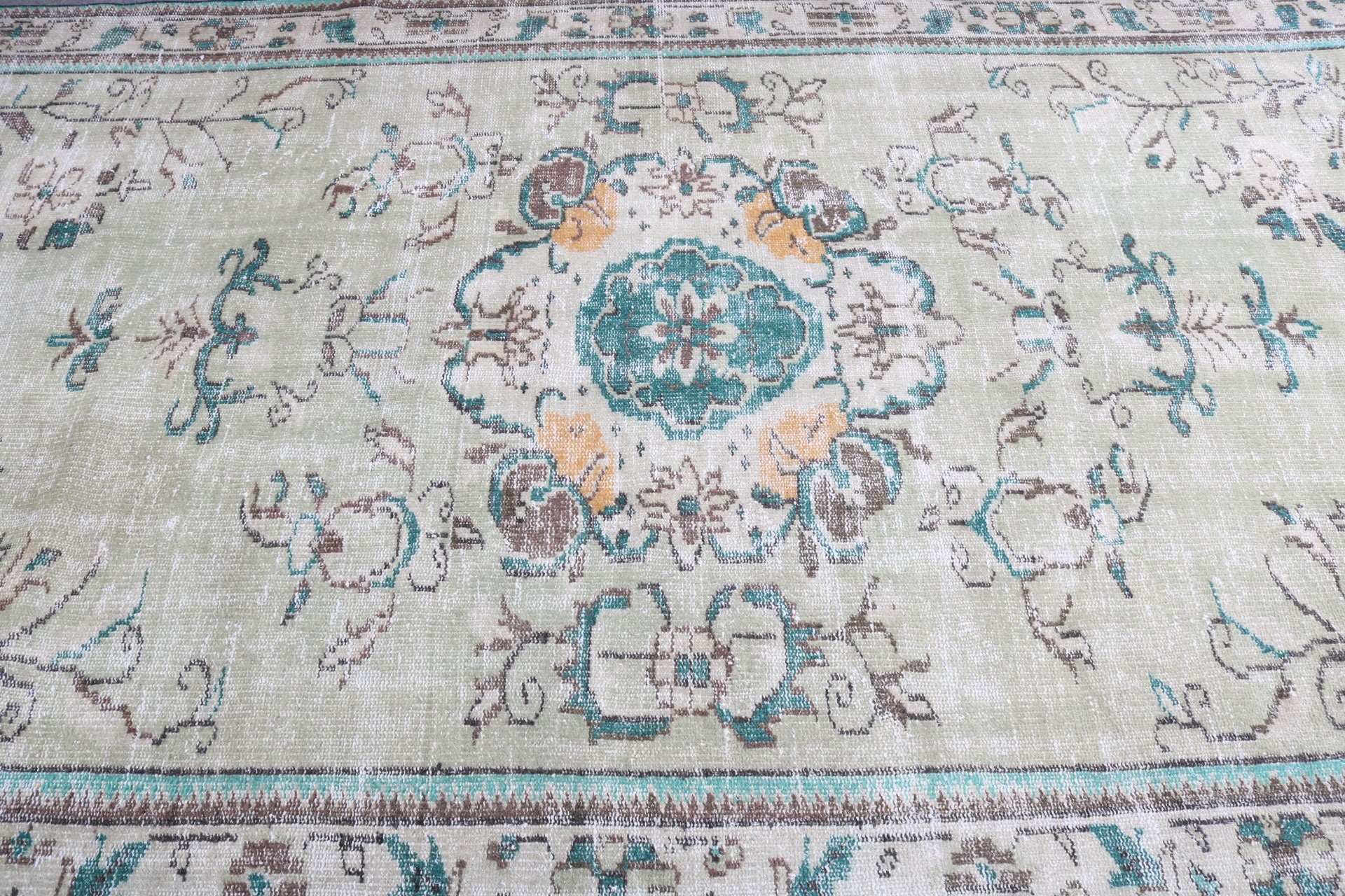 5.3x9.1 ft Büyük Halılar, Büyük Vintage Halılar, Yeşil Yatak Odası Halıları, Türk Halıları, Büyük Boho Halısı, Düz Dokuma Halılar, Vintage Halı, El Dokuma Halı