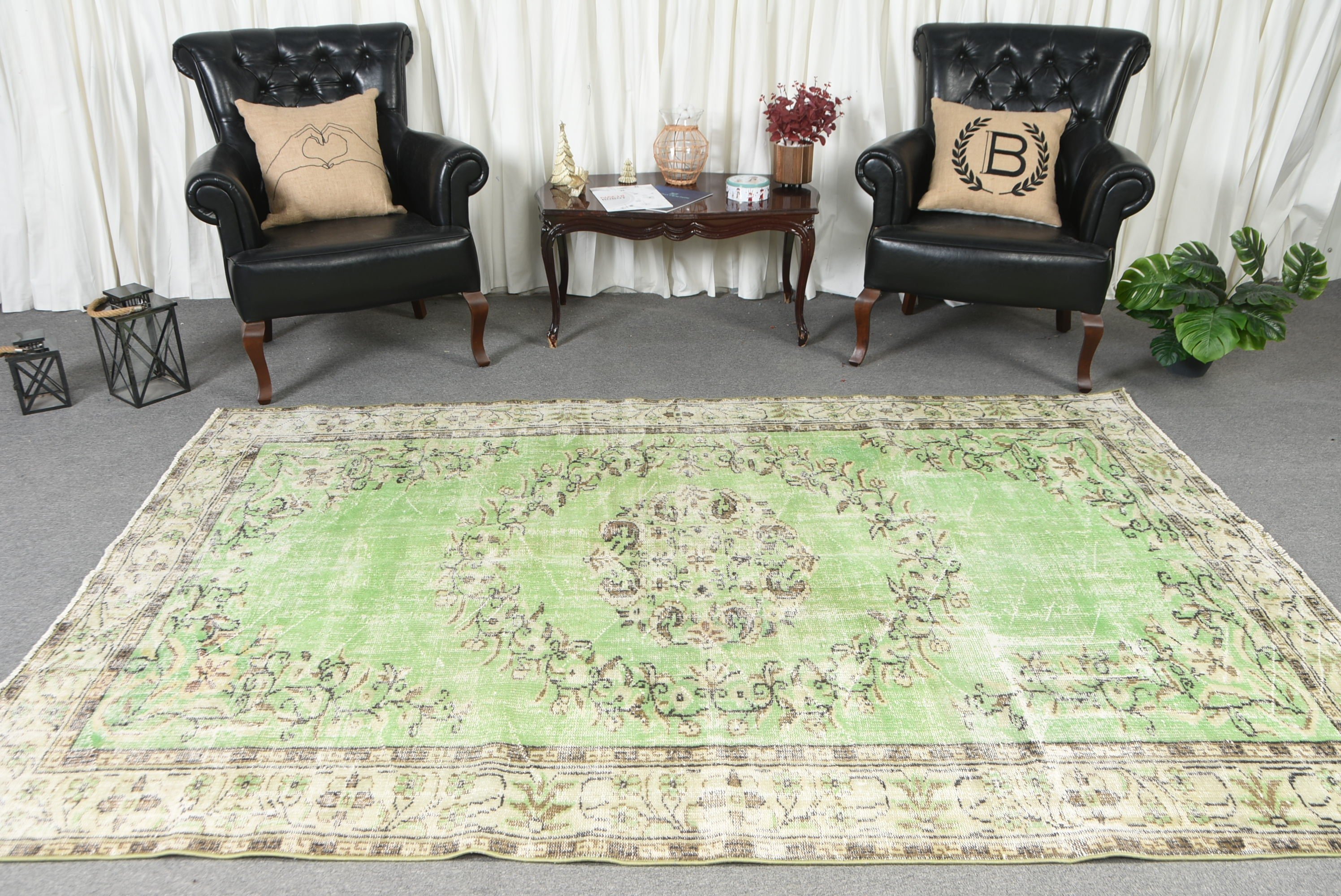 Home Decor Rug, Green Bedroom Rug, Office Rug, Vintage Rug, Dining Room Rug, Living Room Rug, Cool Rug, Turkish Rug, 5.8x8.8 ft Large Rugs