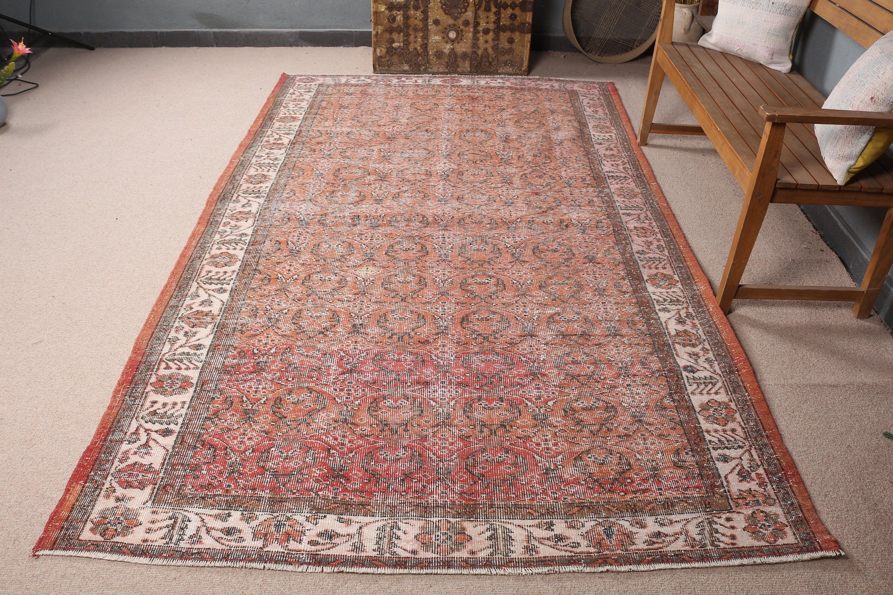 Oturma Odası Halısı, Kırmızı Ev Dekor Halısı, Türk Halıları, Salon Halıları, 5.5x9.4 ft Büyük Halılar, Salon Halısı, Yer Halısı, Mutfak Halıları, Vintage Halı