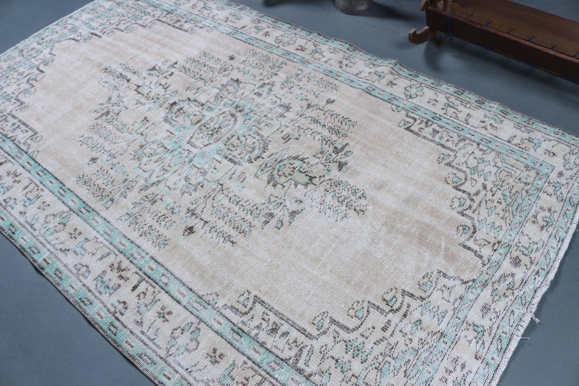 Vintage Rug, Moroccan Rug, Floor Rugs, Rugs for Bedroom, Salon Rug, Beige Wool Rugs, Dining Room Rug, Turkish Rug, 5.3x8.7 ft Large Rugs