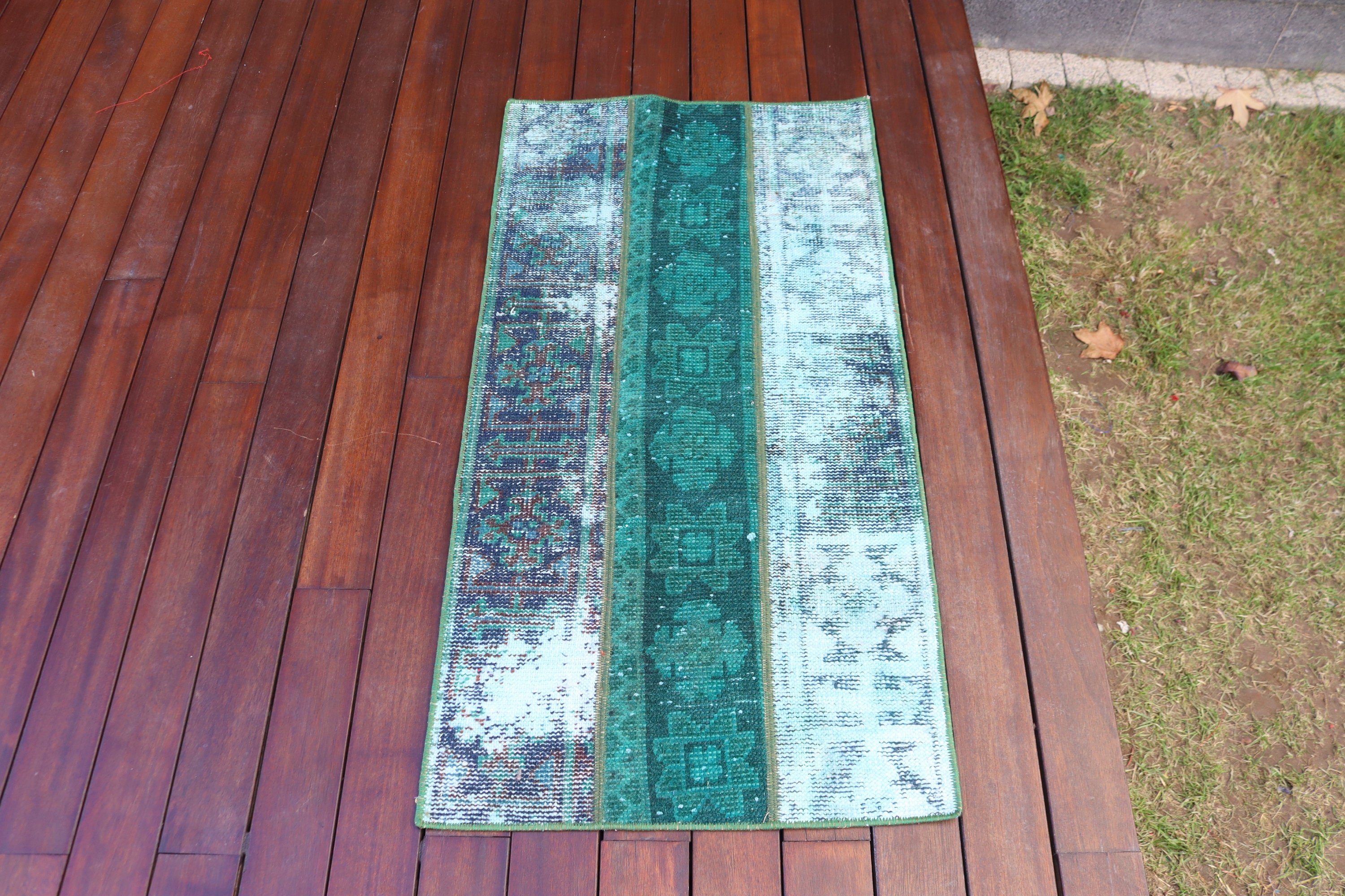 Vintage Rugs, Entry Rugs, Turkish Rug, Ethnic Rugs, Anatolian Rugs, Green  1.9x3.6 ft Small Rug, Small Area Rugs, Neutral Rug