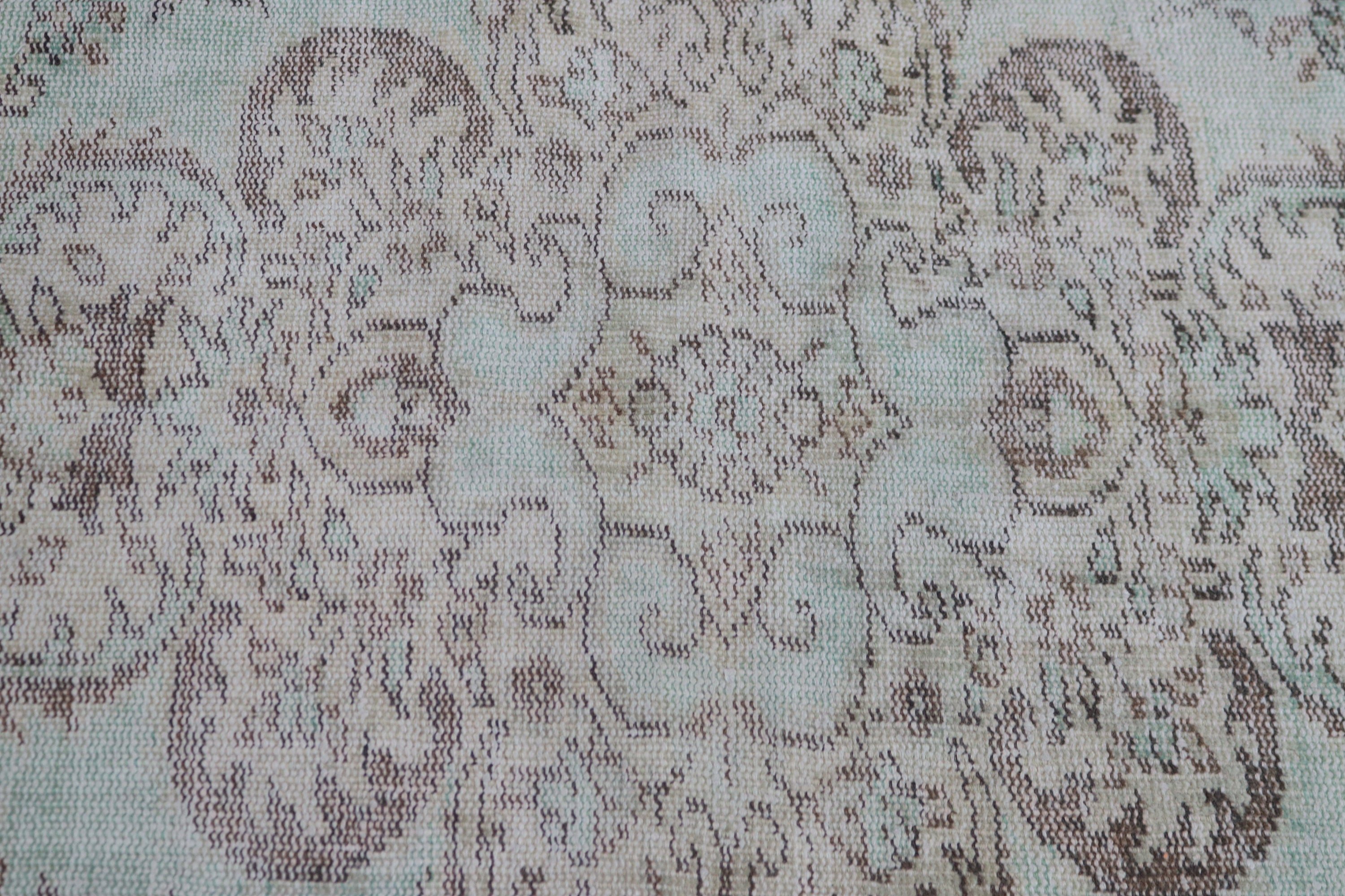 Vintage Halılar, Büyük Boho Halılar, Türk Halısı, Büyük Oushak Halısı, Yeşil Geometrik Halılar, Düz Dokuma Halı, 5,9x10,1 ft Büyük Halı