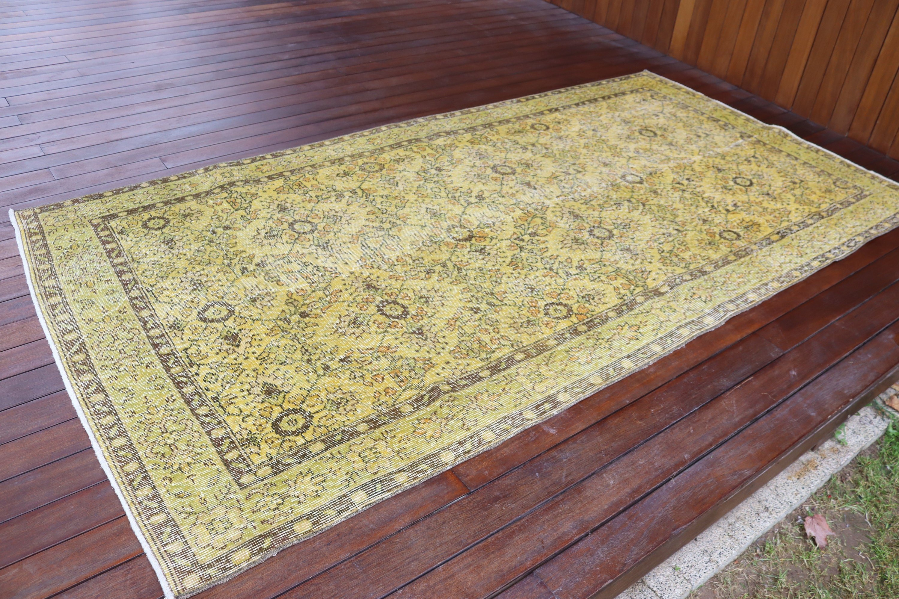 Oryantal Halı, Yer Halısı, Sarı Modern Halı, 4,5x8,8 ft Alan Halıları, Türkiye Halıları, Vintage Halılar, Vintage Alan Halıları, Yatak Odası Halıları, Türk Halıları