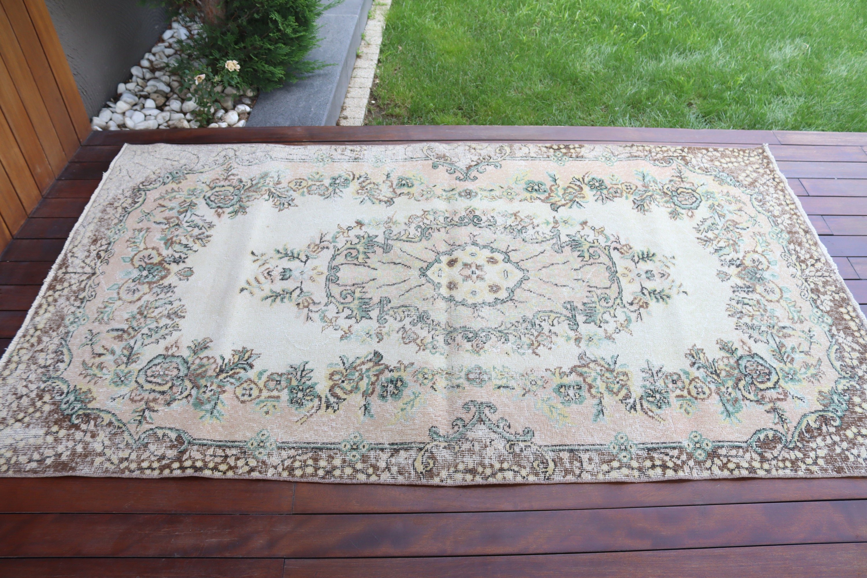 Handmade Rugs, Luxury Rug, Moroccan Rug, 4x7 ft Area Rug, Vintage Area Rug, Turkish Rug, Oushak Area Rugs, Beige Oriental Rug, Vintage Rugs