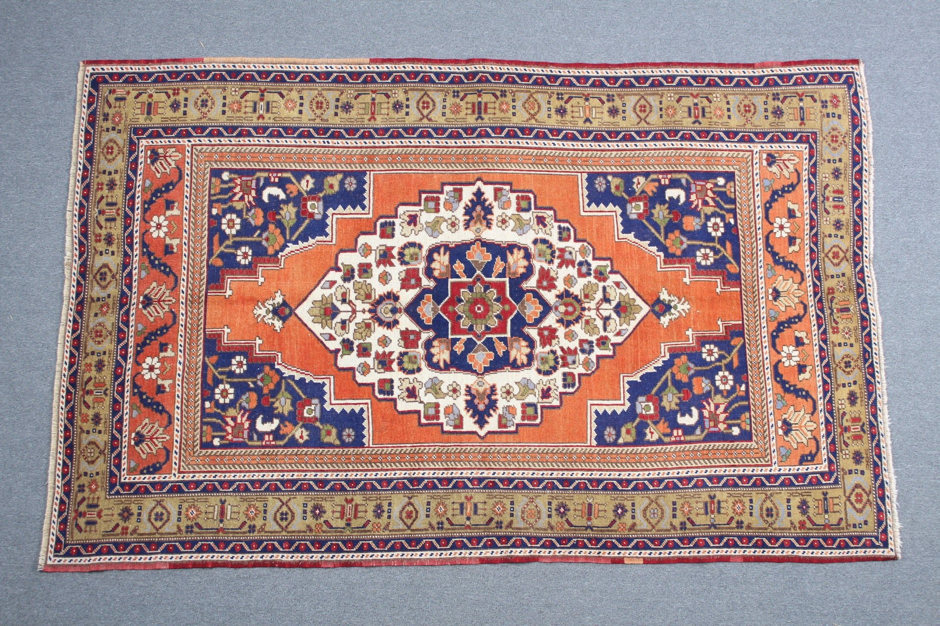 Ev Dekorasyonu Halıları, Vintage Halılar, Antika Halılar, Çocuk Halısı, Yemek Odası Halıları, 4.9x7.6 ft Alan Halısı, Türk Halıları, Turuncu Anadolu Halısı