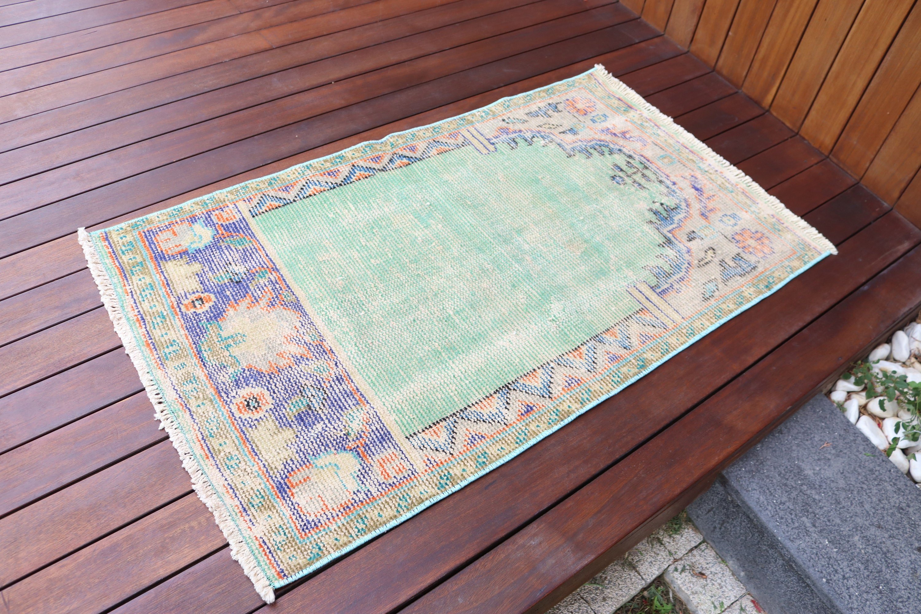 Turkish Rug, Bedroom Rug, Rugs for Bath, Modern Rug, Floor Rugs, Vintage Rug, Bath Rug, 2.4x3.9 ft Small Rugs, Green Anatolian Rugs