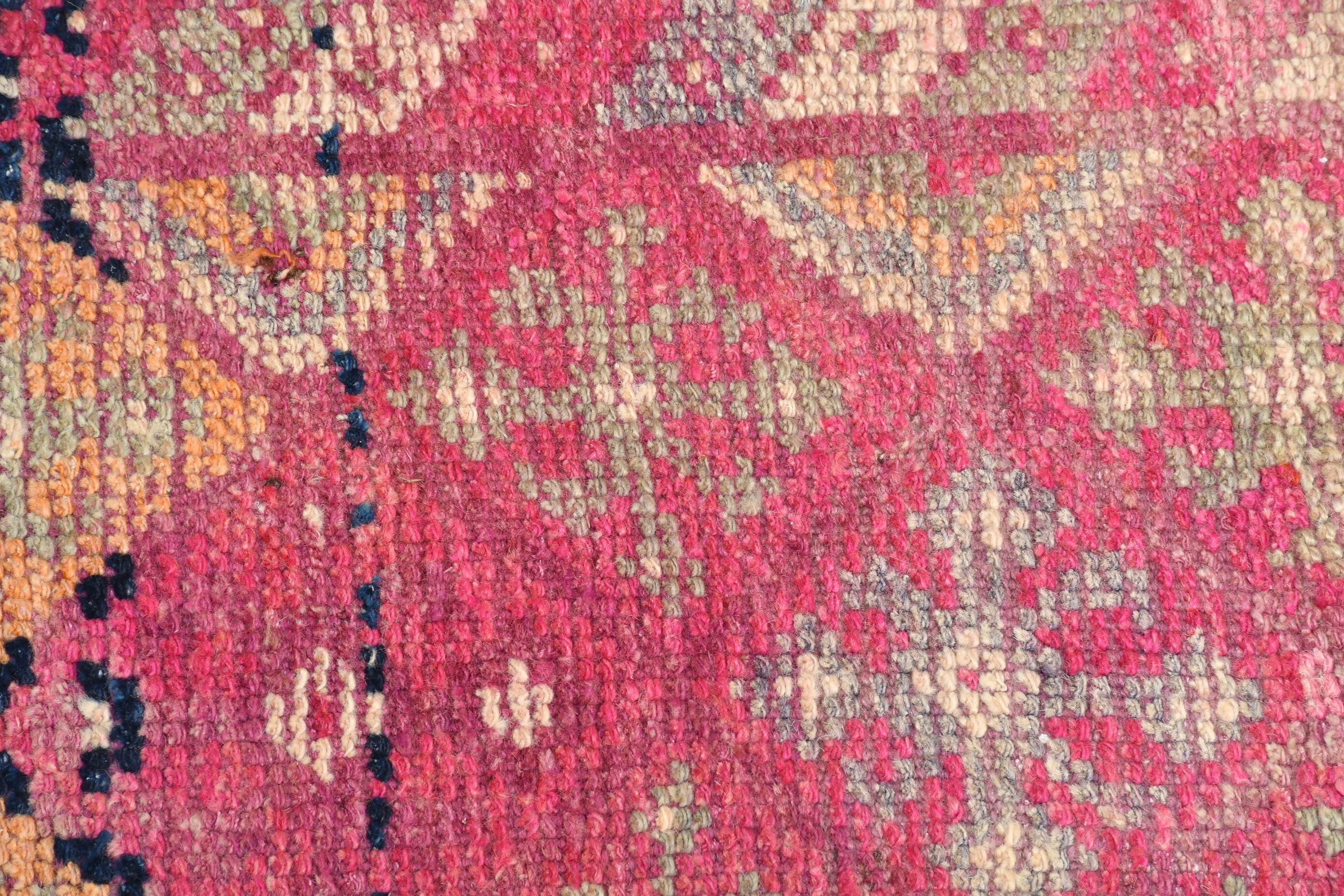 Pink Moroccan Rugs, Vintage Rug, 2.5x12.5 ft Runner Rug, Stair Rug, Cool Rug, Corridor Rug, Turkish Rug, Rugs for Stair