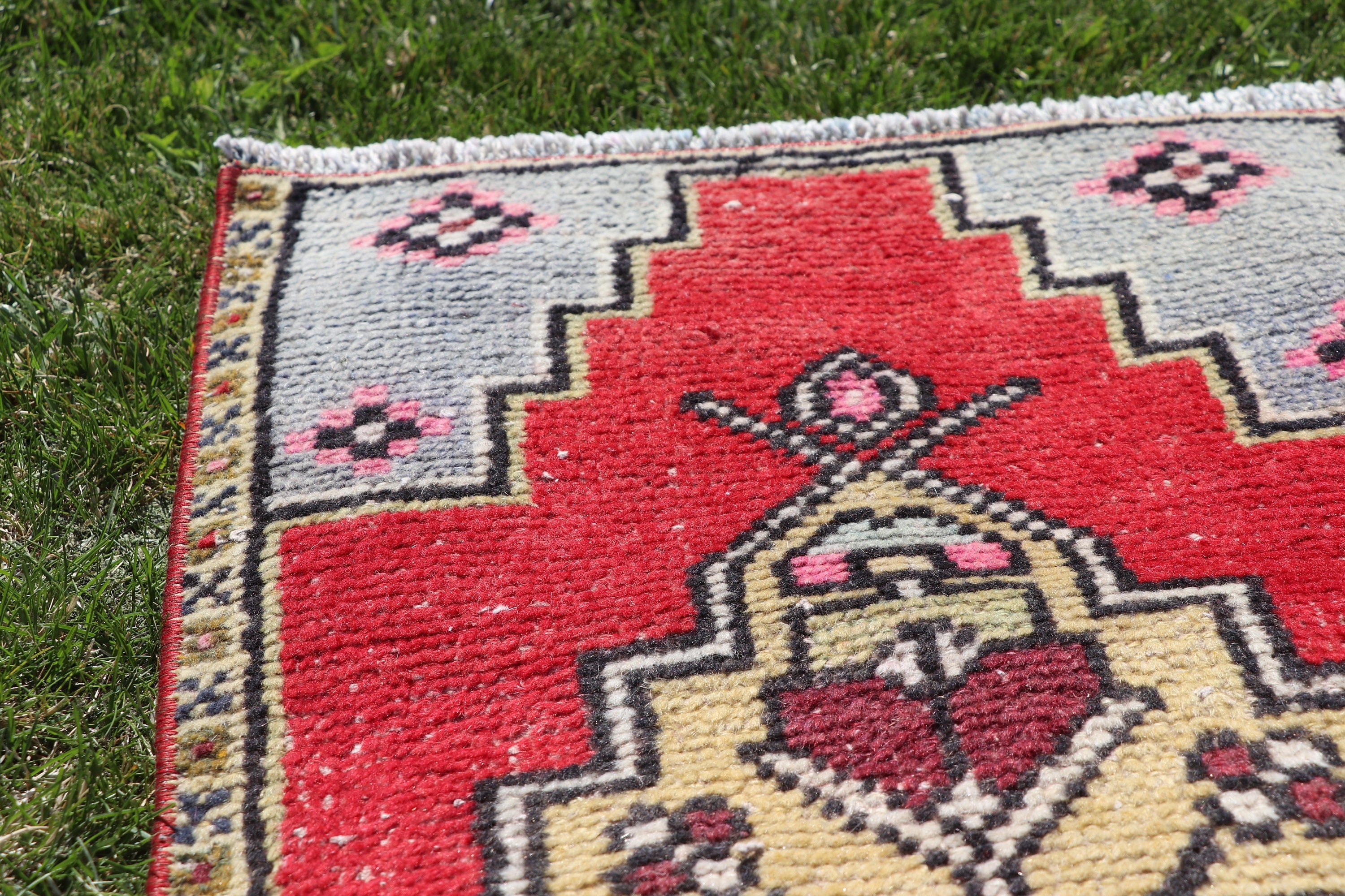 Moroccan Rug, Wall Hanging Rug, Red Cool Rugs, Modern Rugs, Vintage Rug, Small Vintage Rug, 1.5x3.1 ft Small Rugs, Turkish Rugs, Tribal Rug