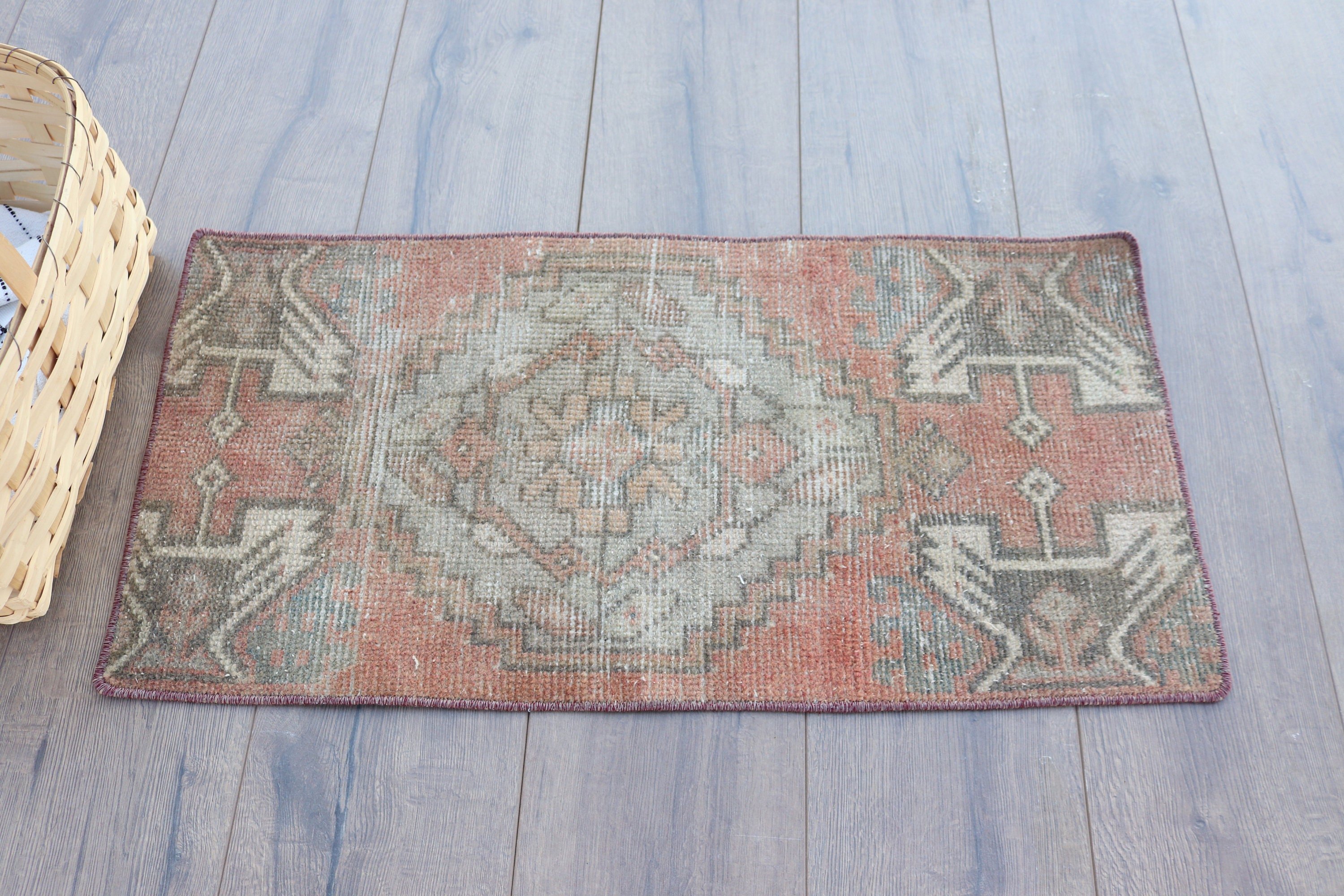 Home Decor Rug, 1.3x2.6 ft Small Rug, Statement Rugs, Orange Neutral Rug, Organic Rug, Entry Rugs, Turkish Rug, Vintage Rugs, Car Mat Rug