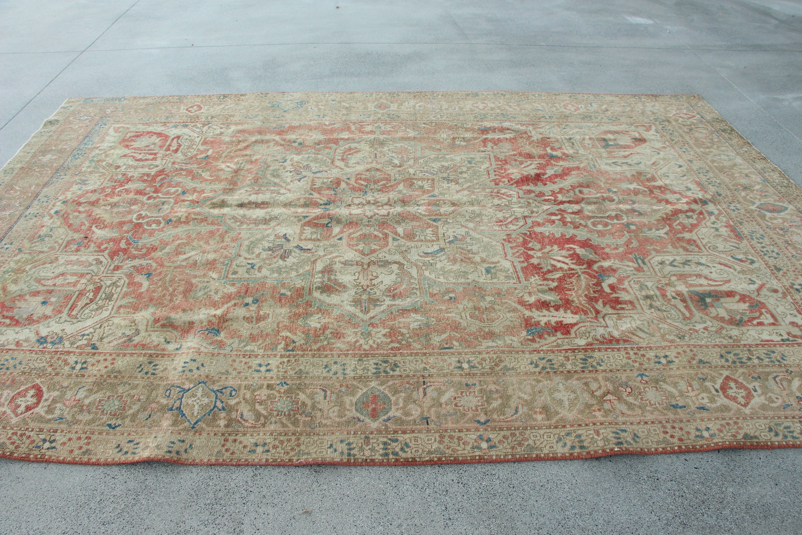 Antika Halılar, Egzotik Halılar, Yemek Odası Halısı, Vintage Halılar, Türk Halıları, 7.3x11.3 ft Büyük Boy Halılar, Bej Anadolu Halısı