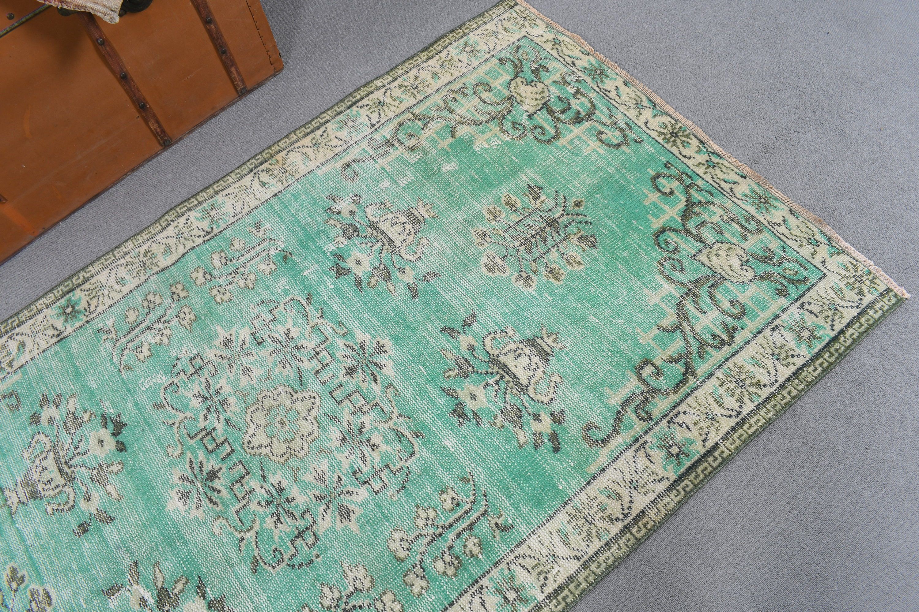 3.5x6.5 ft Accent Rugs, Luxury Rug, Anatolian Rugs, Green Oriental Rug, Turkish Rugs, Vintage Rugs, Decorative Rugs, Kitchen Rug, Boho Rug