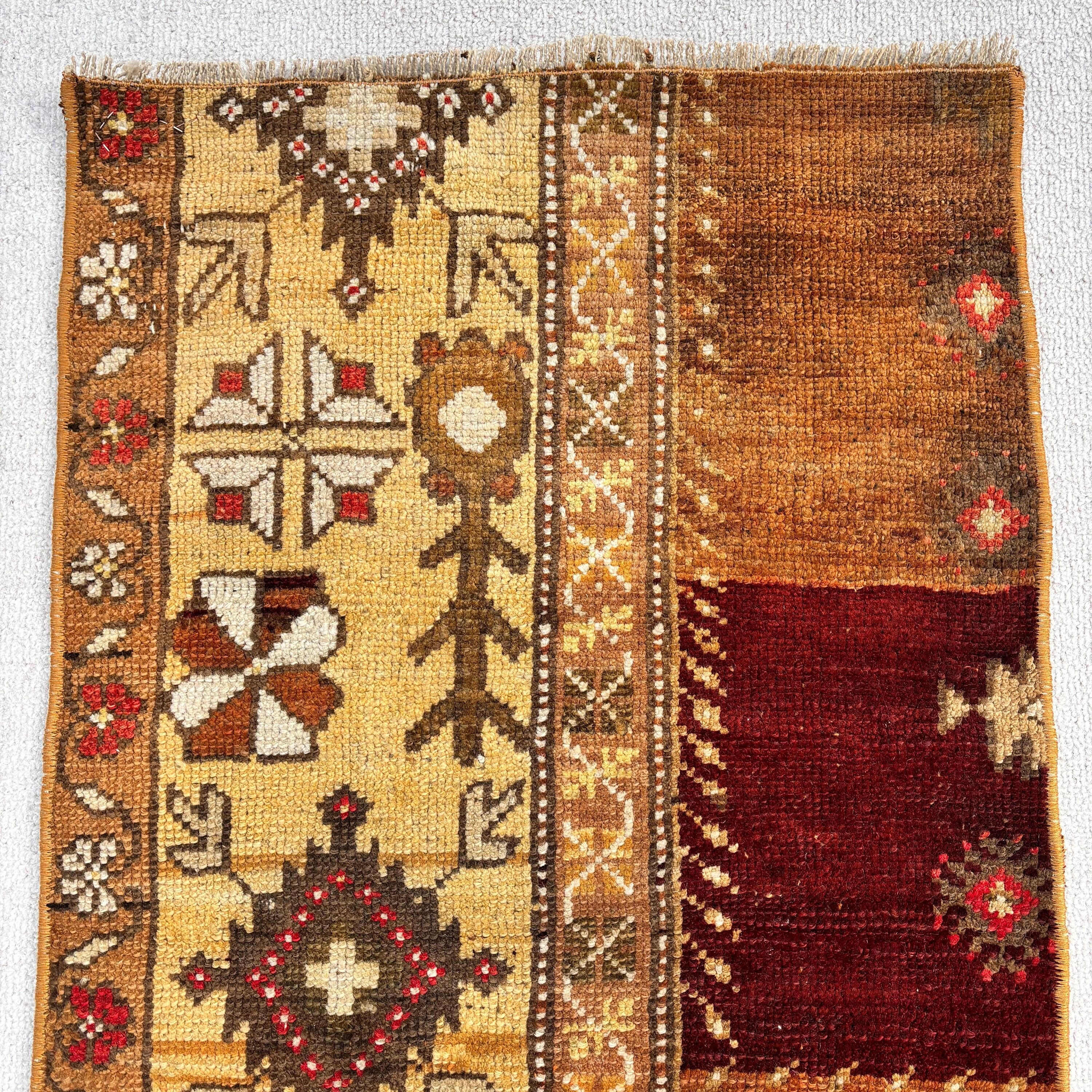 Turkish Rug, 1.5x2.7 ft Small Rug, Nursery Rugs, Brown Handwoven Rug, Small Vintage Rug, Home Decor Rug, Vintage Rugs