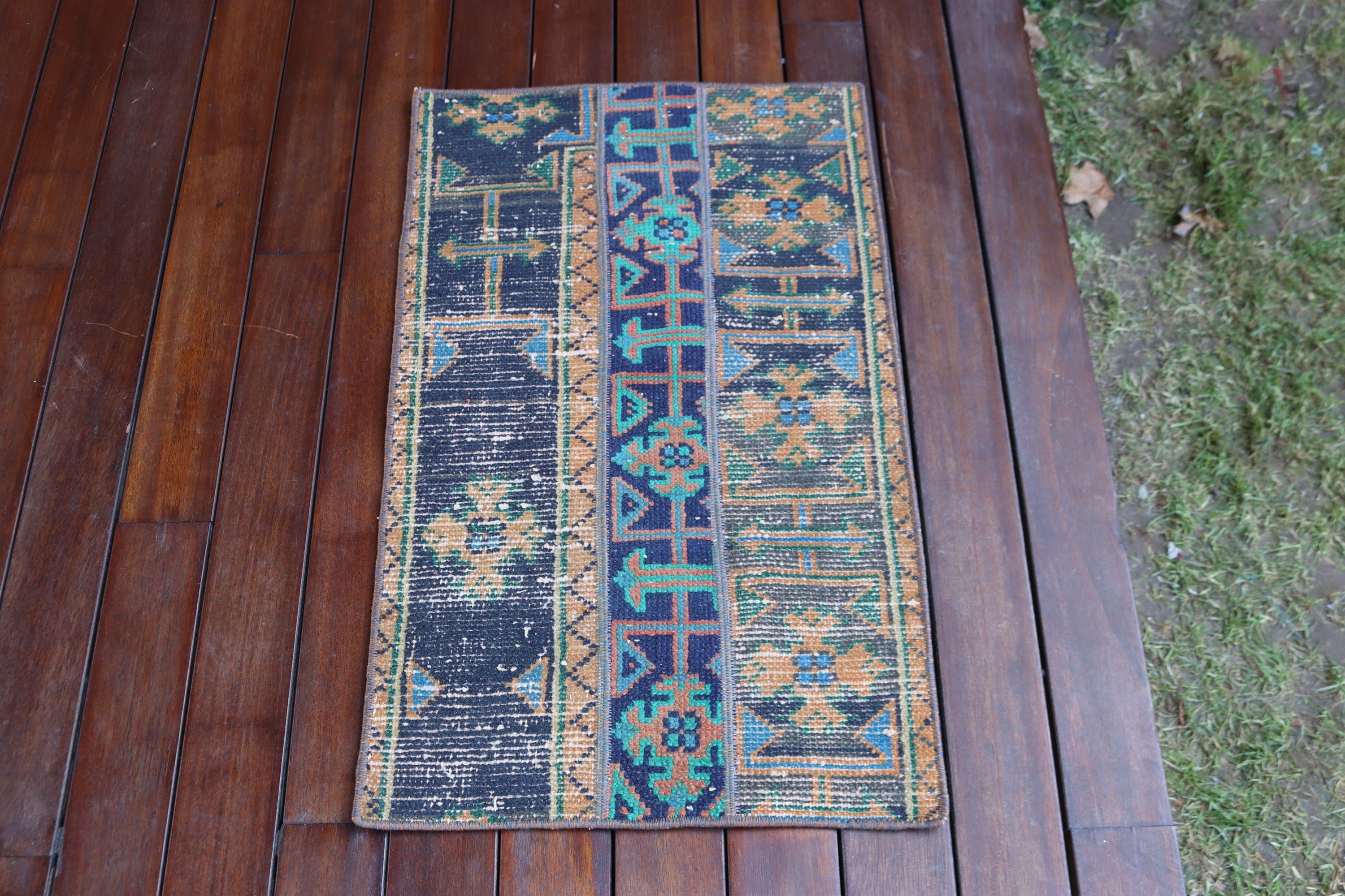 Bedroom Rug, Small Boho Rugs, Vintage Rug, Car Mat Rug, Blue Bedroom Rugs, Wool Rug, 1.4x2.6 ft Small Rugs, Rugs for Door Mat, Turkish Rug