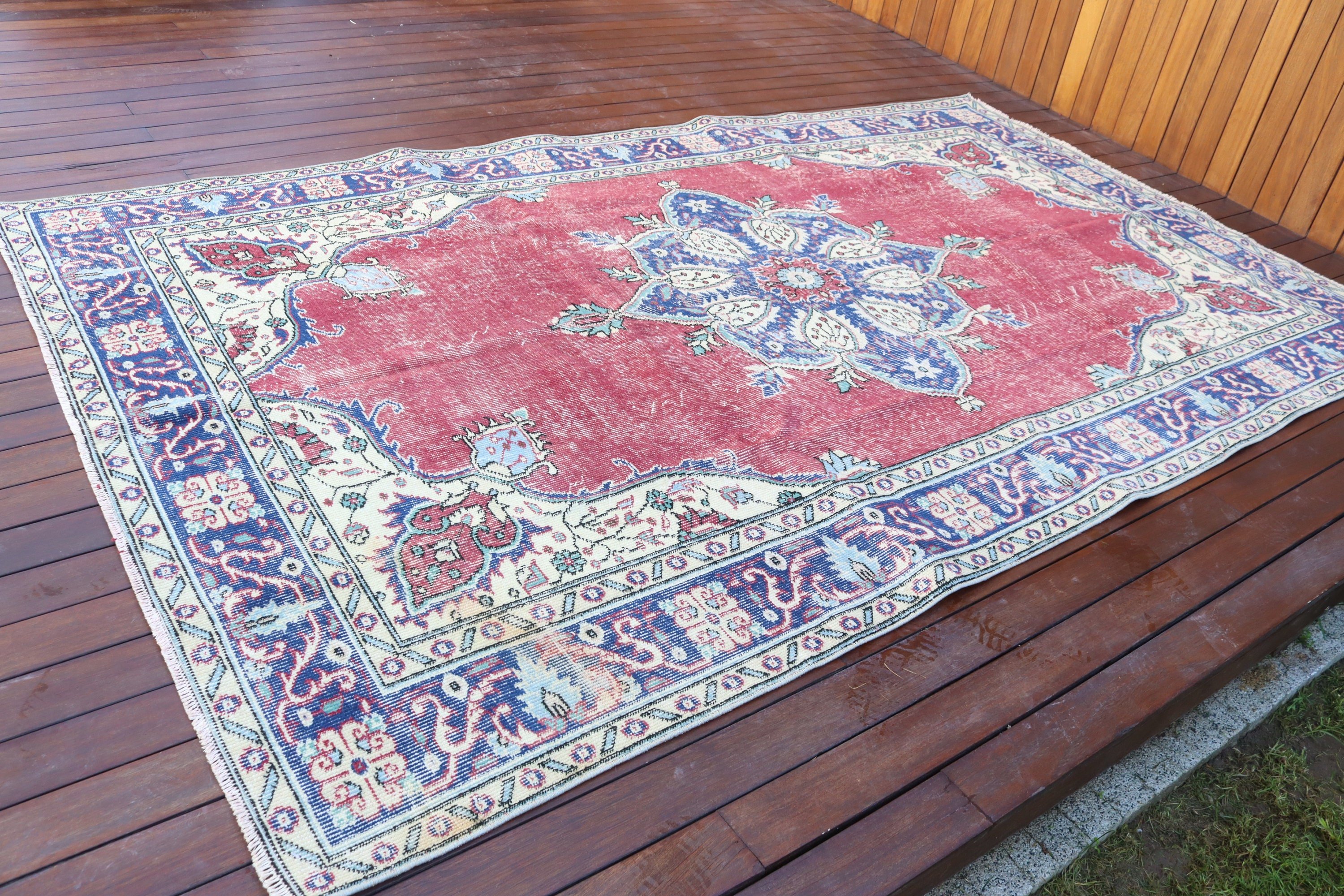 Outdoor Rugs, Oriental Rugs, 5.9x9.5 ft Large Rug, Large Boho Rug, Dining Room Rugs, Turkish Rugs, Red Luxury Rugs, Floor Rug, Vintage Rug