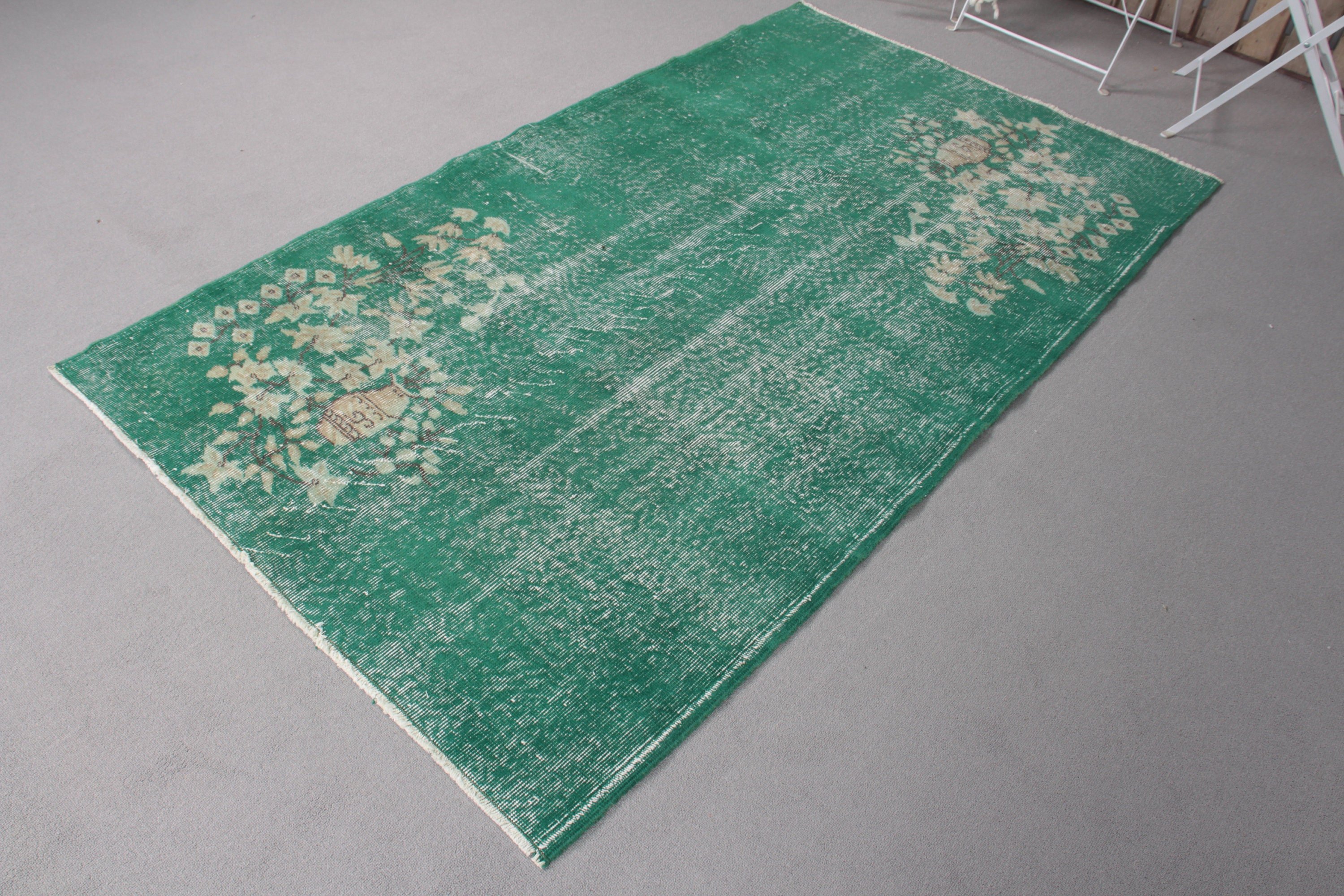 Vintage Decor Rug, Bedroom Rug, Vintage Rug, Green Antique Rug, 4x6.7 ft Area Rug, Turkish Rug, Kitchen Rug, Cool Rug, Rugs for Bedroom