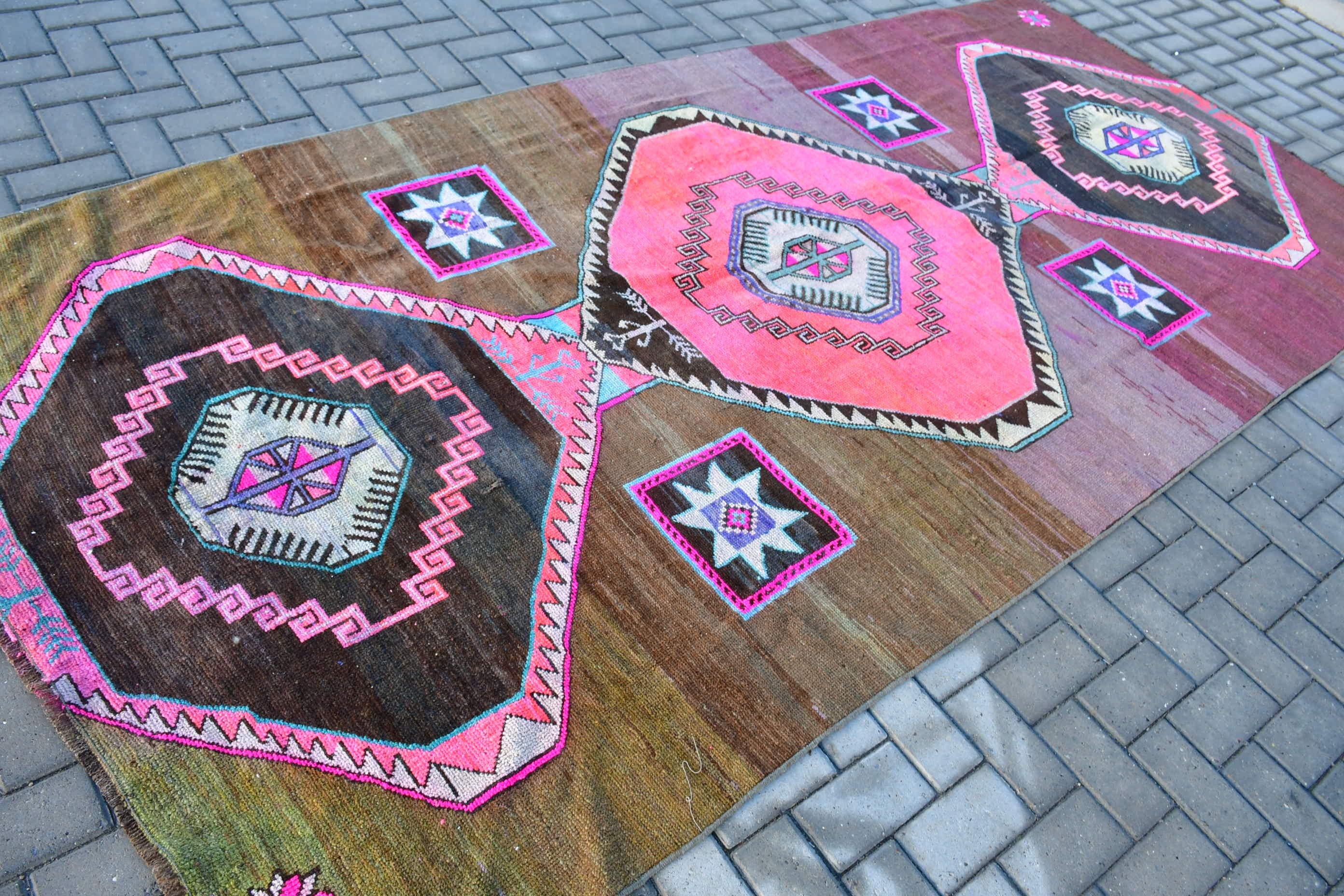 Turkish Rugs, Old Rug, Living Room Rugs, Rugs for Salon, 5.2x10.6 ft Large Rugs, Vintage Rug, Oushak Rugs, Pink Bedroom Rug