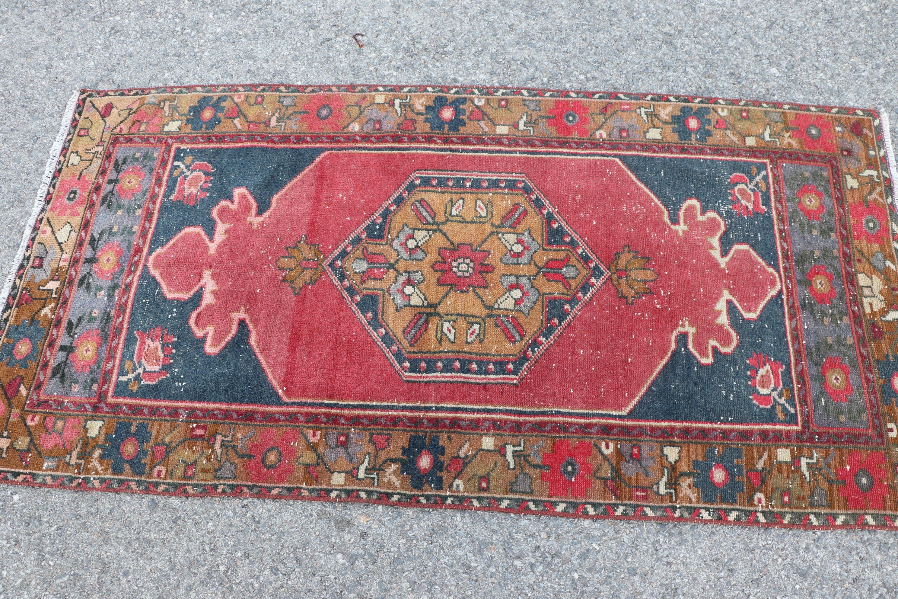 Rugs for Kitchen, Vintage Rug, Oushak Rugs, Kitchen Rug, Turkish Rug, Antique Rug, Entry Rug, Red Home Decor Rug, 3.1x6 ft Accent Rug