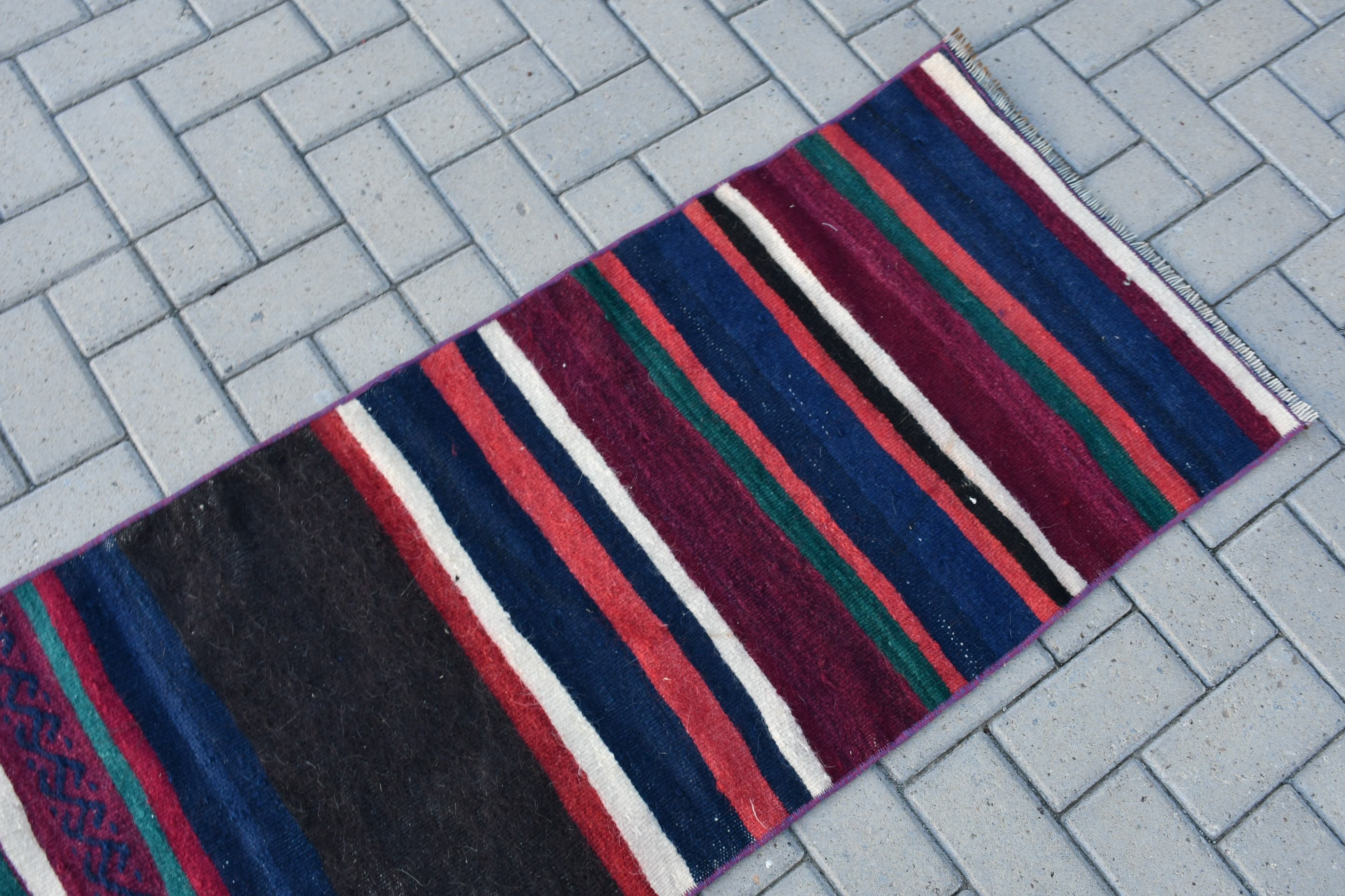 Oryantal Halı, Koridor Halıları, Kilim, Türk Halısı, 1.9x6.8 ft Runner Halısı, Mutfak Halısı, Vintage Halı, Yeşil Fas Halısı