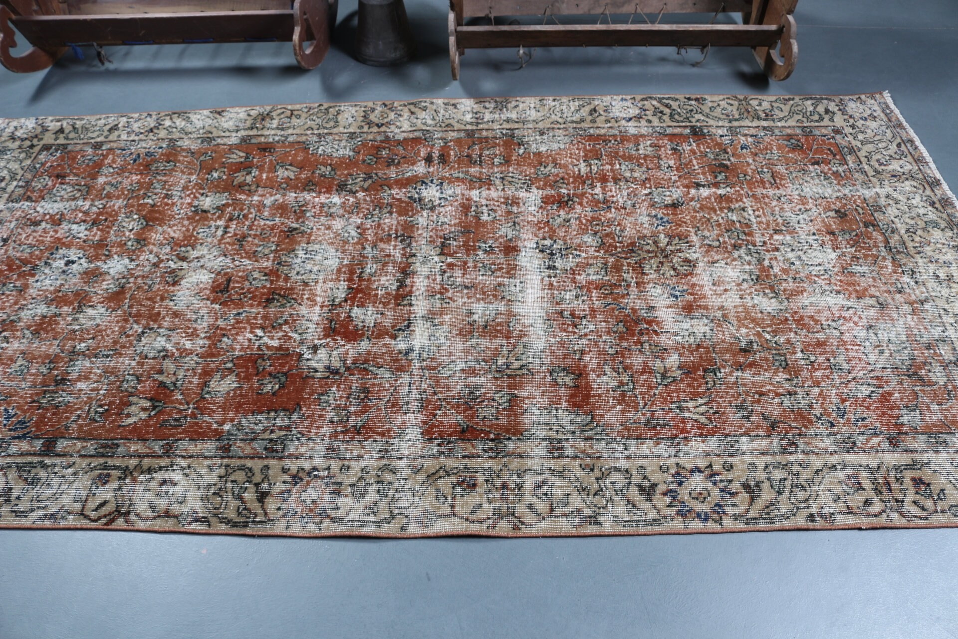 Türk Halısı, 4.5x8.8 ft Alan Halısı, Ev Dekorasyonu Halıları, Kırmızı Yatak Odası Halısı, Zemin Halıları, İç Mekan Halısı, Vintage Halılar, Mutfak Halıları