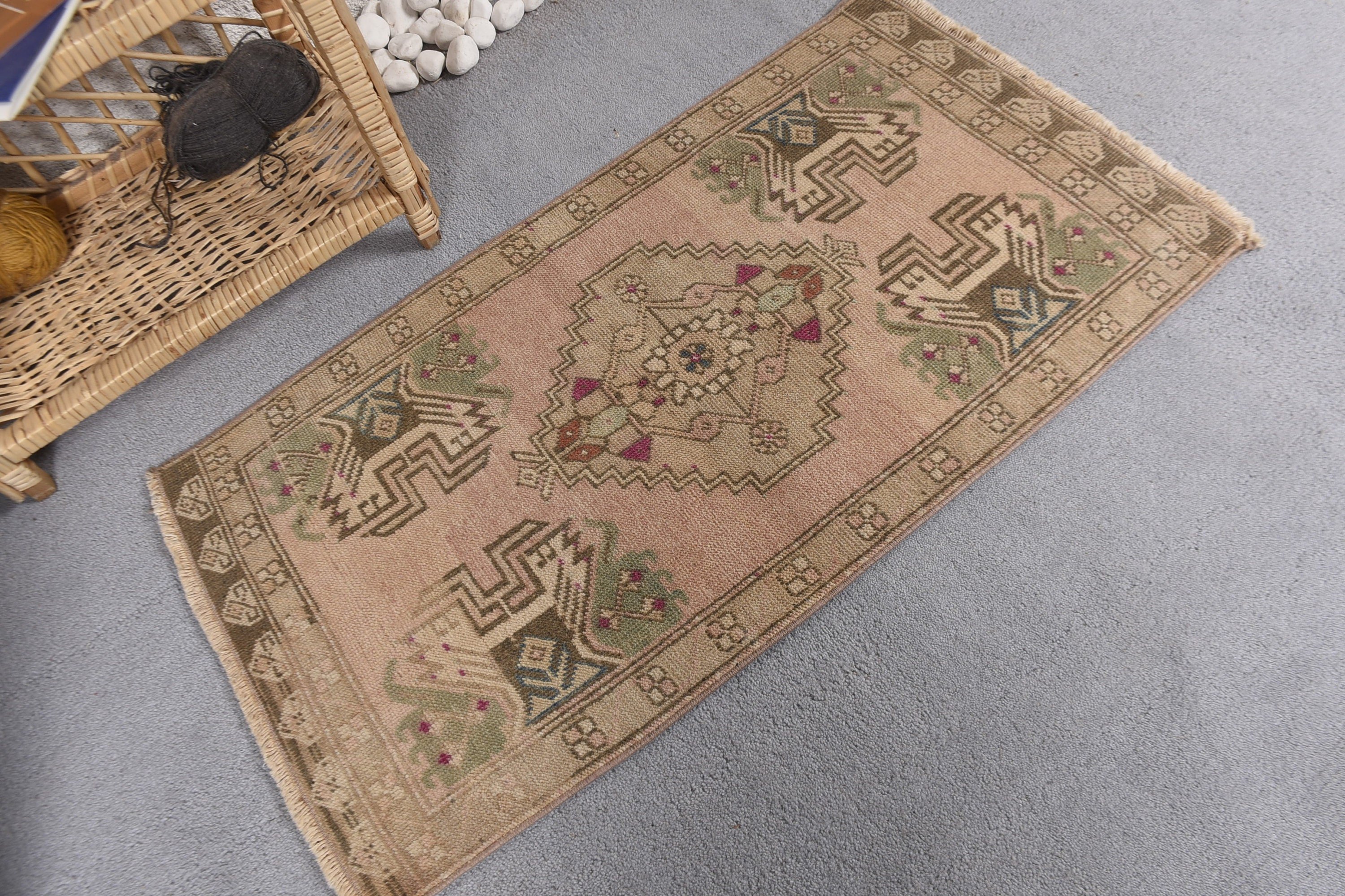 Vintage Rugs, 1.7x3.1 ft Small Rug, Kitchen Rug, Rugs for Kitchen, Small Boho Rug, Beige Boho Rug, Entry Rug, Luxury Rug, Turkish Rugs