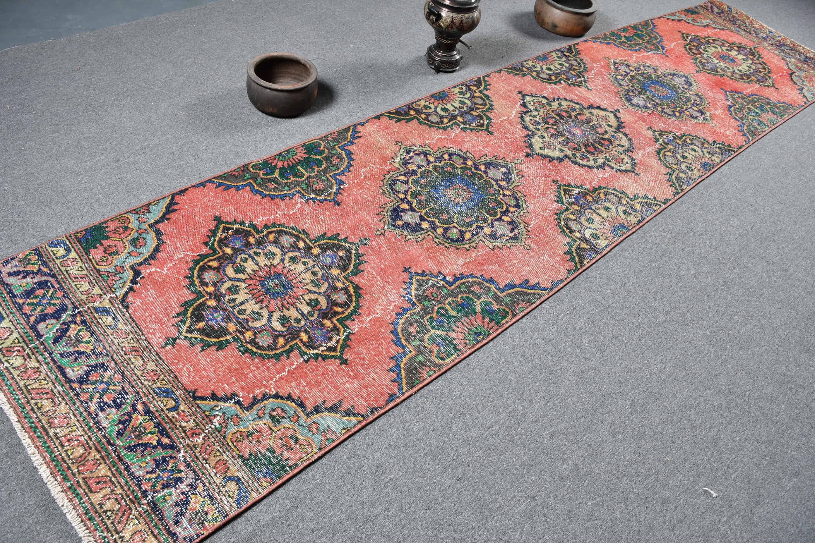 Red Oriental Rug, Turkish Rugs, Cool Rug, Vintage Rug, Old Rug, 3.1x13.2 ft Runner Rug, Oushak Rugs, Hallway Rug, Art Rugs, Rugs for Stair