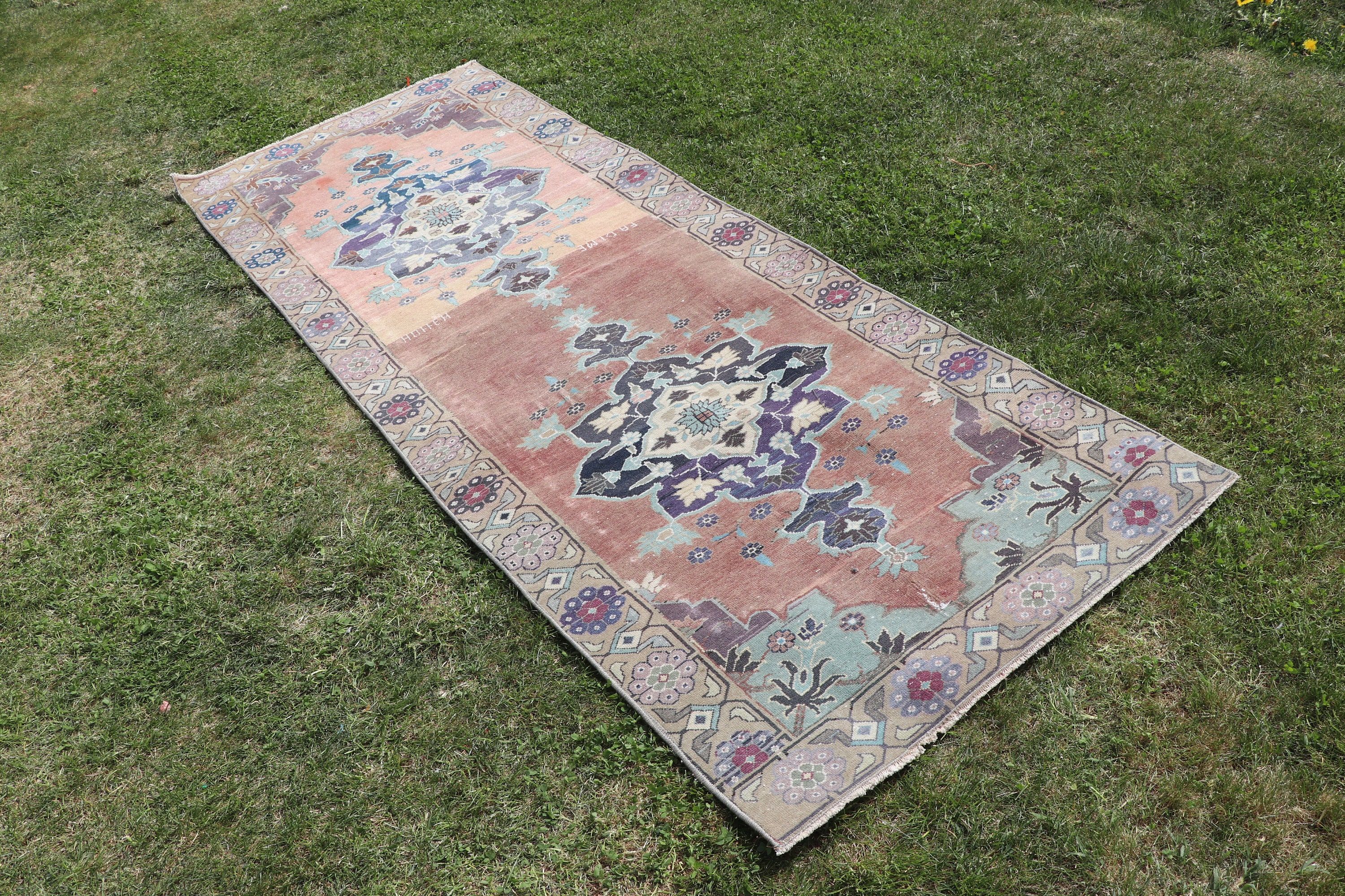 Vintage Halı, Vintage Yolluk Halısı, Oushak Halısı, Kahverengi Oushak Halısı, 2.8x7.5 ft Runner Halısı, Türk Halıları, Yün Halıları, Uzun Yolluk Halıları, Yer Halısı