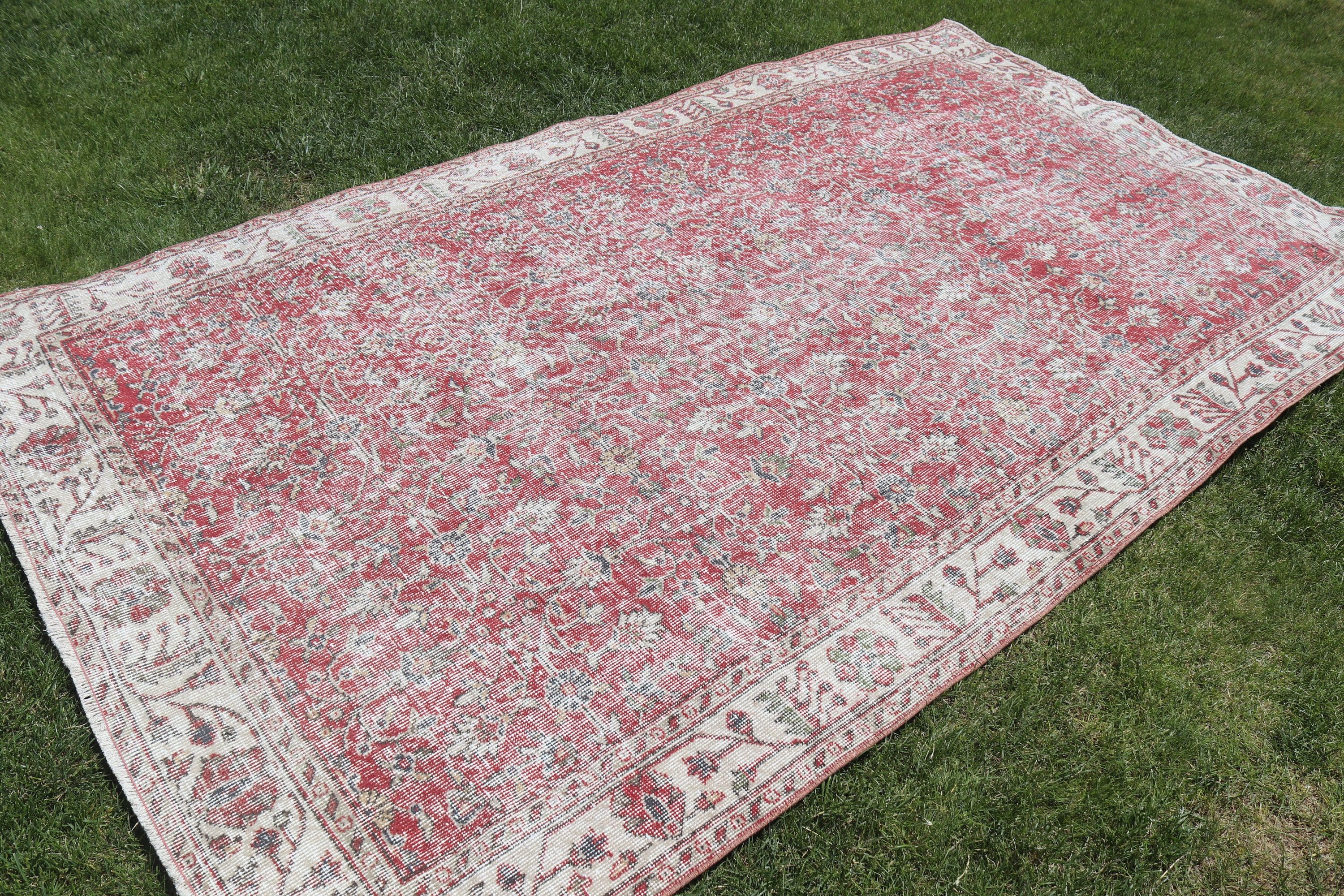 Red Home Decor Rugs, Kitchen Rugs, Turkish Rug, Antique Rugs, Bedroom Rugs, Vintage Rugs, 5.3x9.3 ft Large Rugs, Large Vintage Rug