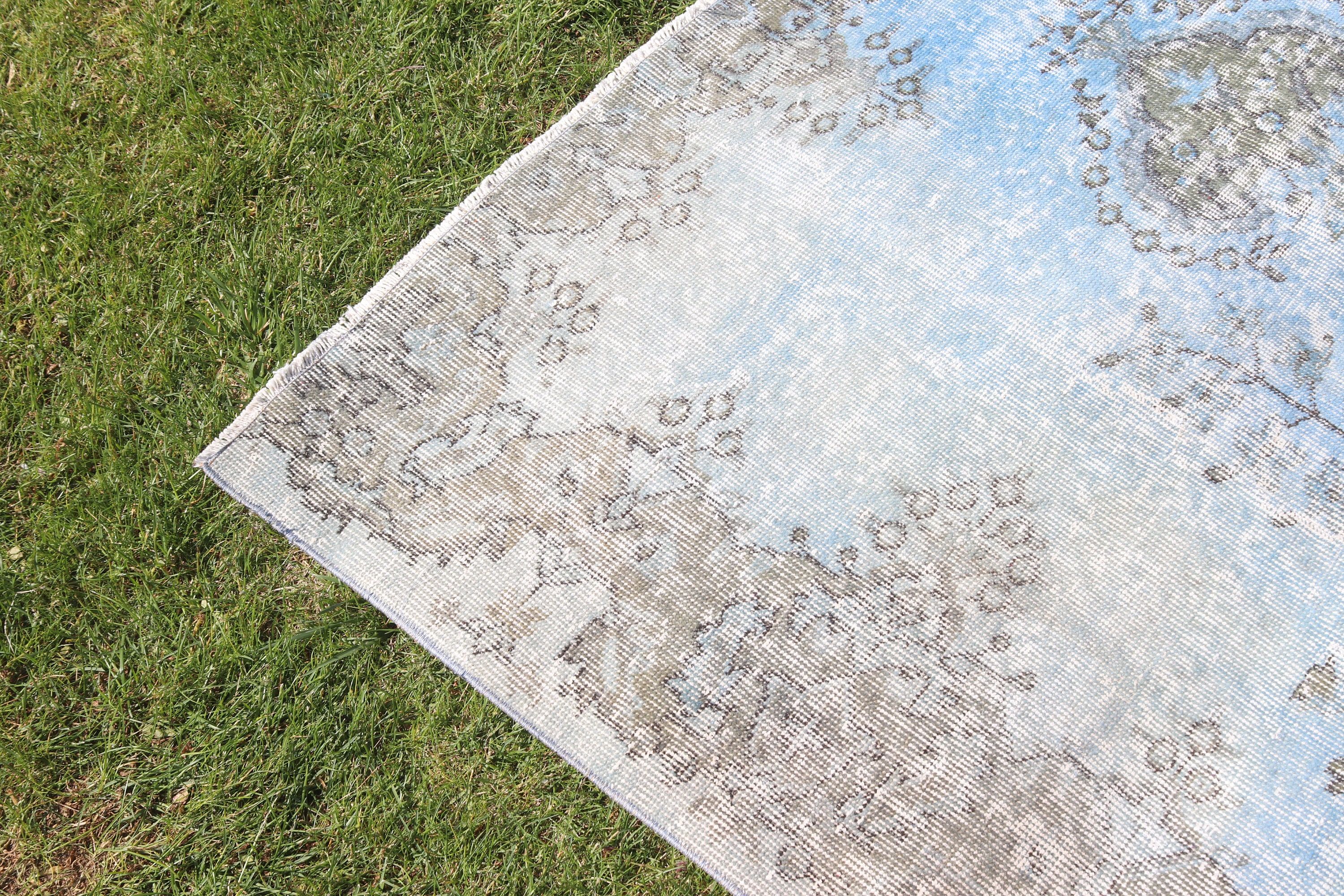 Floor Rug, Blue Antique Rug, Bedroom Rug, 5.3x8.2 ft Large Rugs, Large Vintage Rugs, Turkish Rugs, Vintage Rugs, Oushak Rug, Geometric Rugs