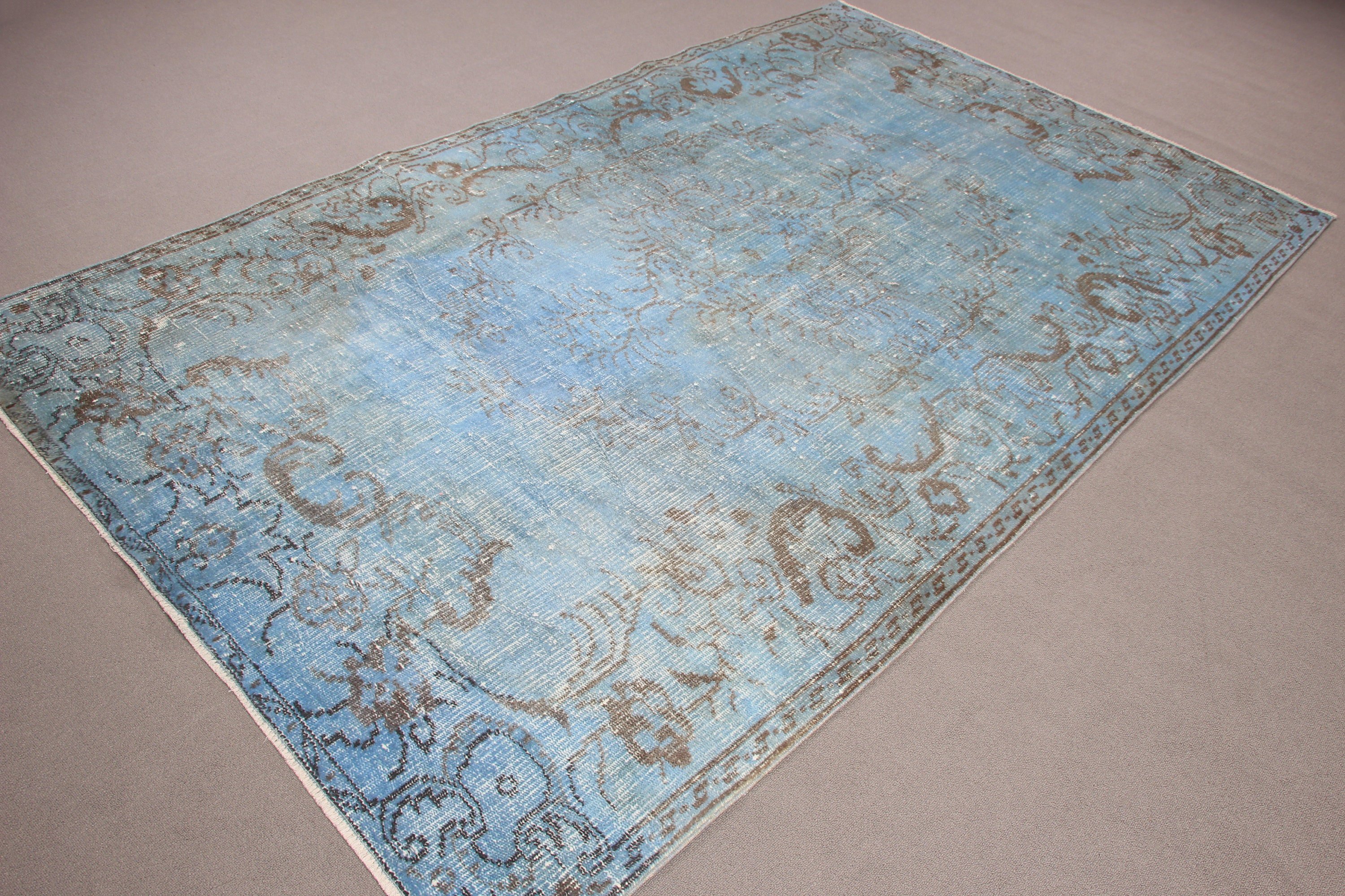 5.4x9.3 ft Large Rugs, Large Vintage Rugs, Vintage Rug, Floor Rug, Large Oushak Rugs, Blue Neutral Rug, Turkish Rug