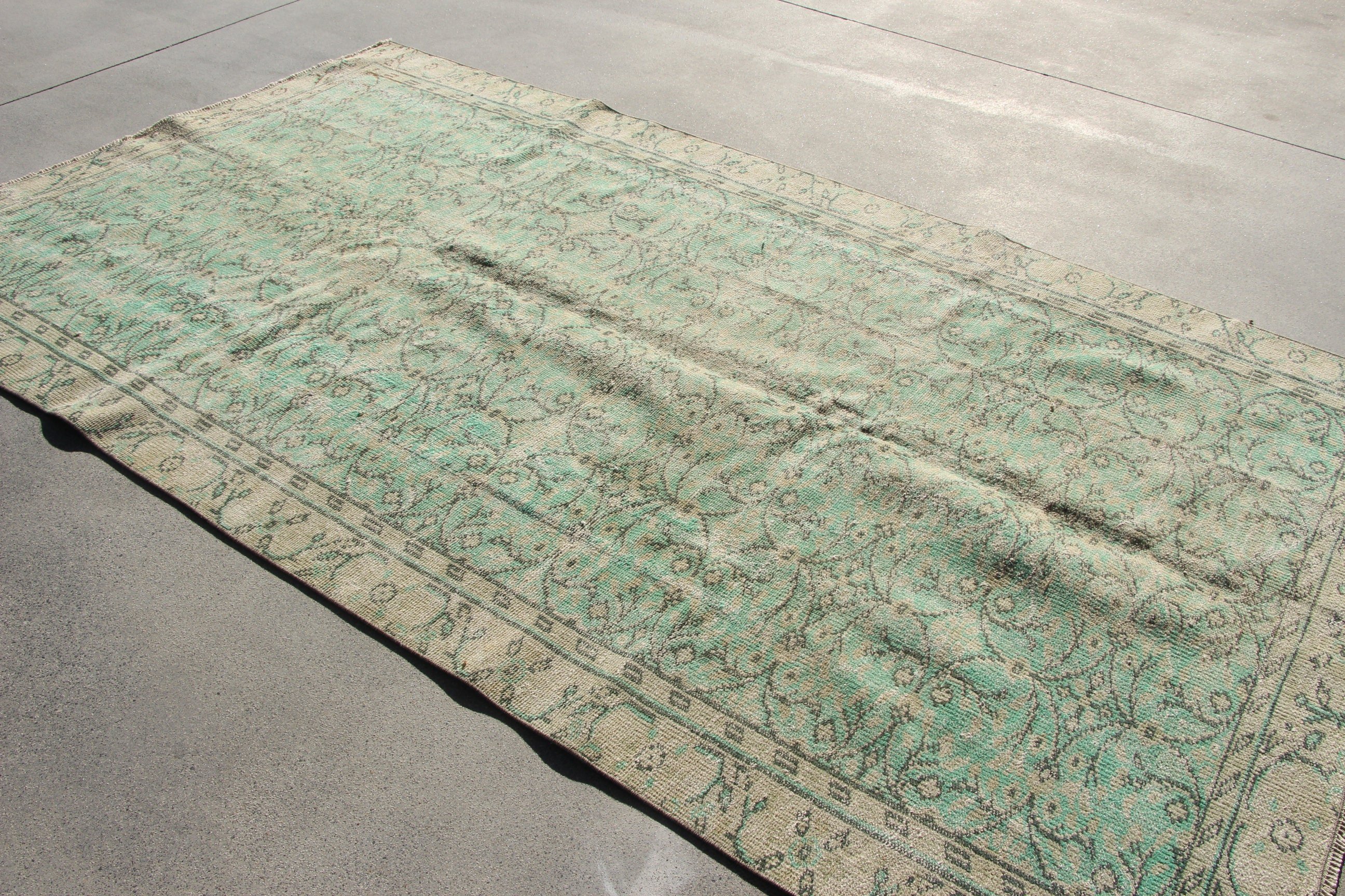 Salon Rug, Office Rug, Geometric Rugs, Vintage Rugs, Large Boho Rugs, Green Anatolian Rugs, Turkish Rug, 5.1x8.7 ft Large Rug, Antique Rugs