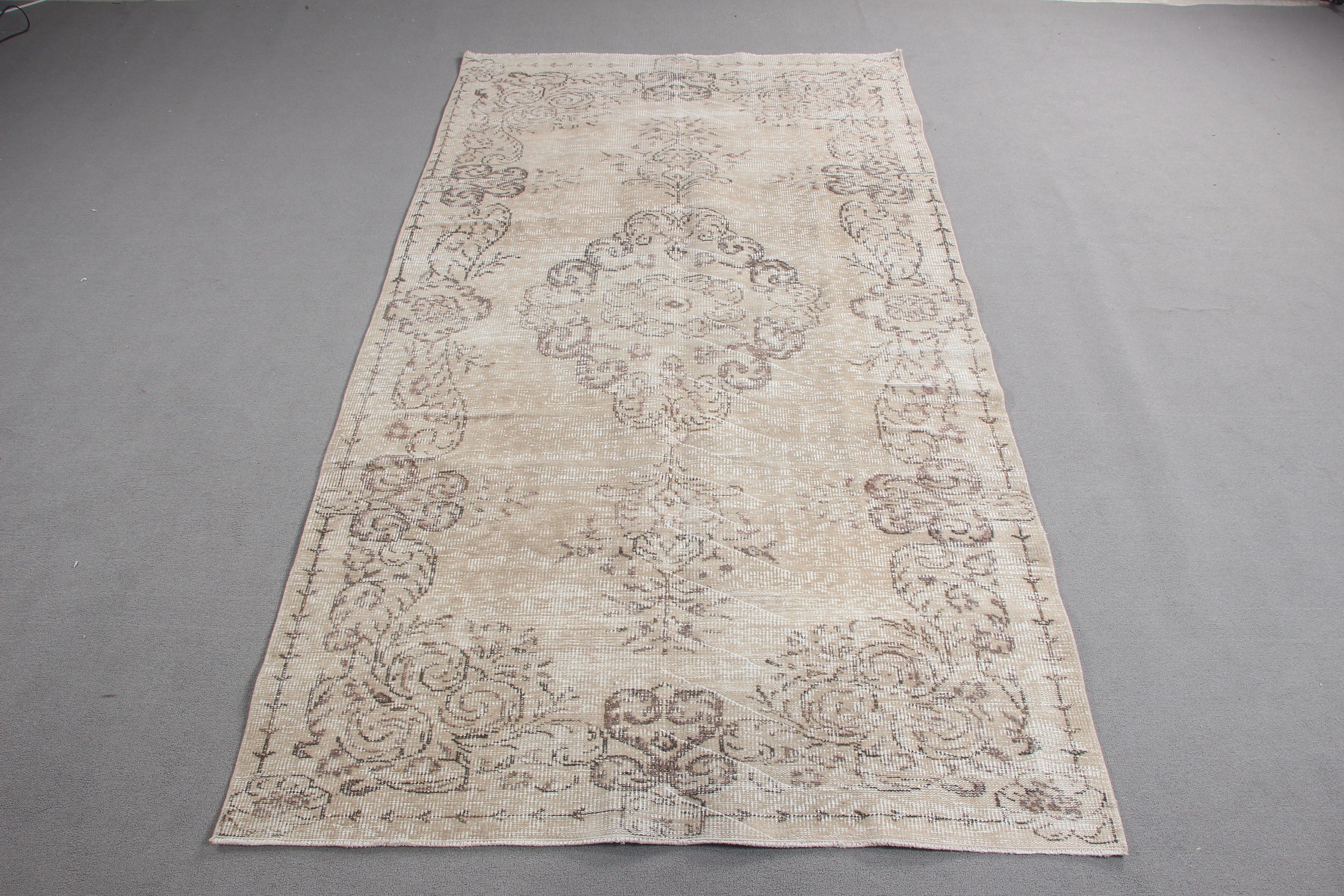 Büyük Vintage Halı, Oturma Odası Halıları, Oushak Halıları, Türk Halısı, Vintage Halılar, 5.1x9.4 ft Büyük Halı, Bej Oushak Halısı, Yatak Odası Halıları