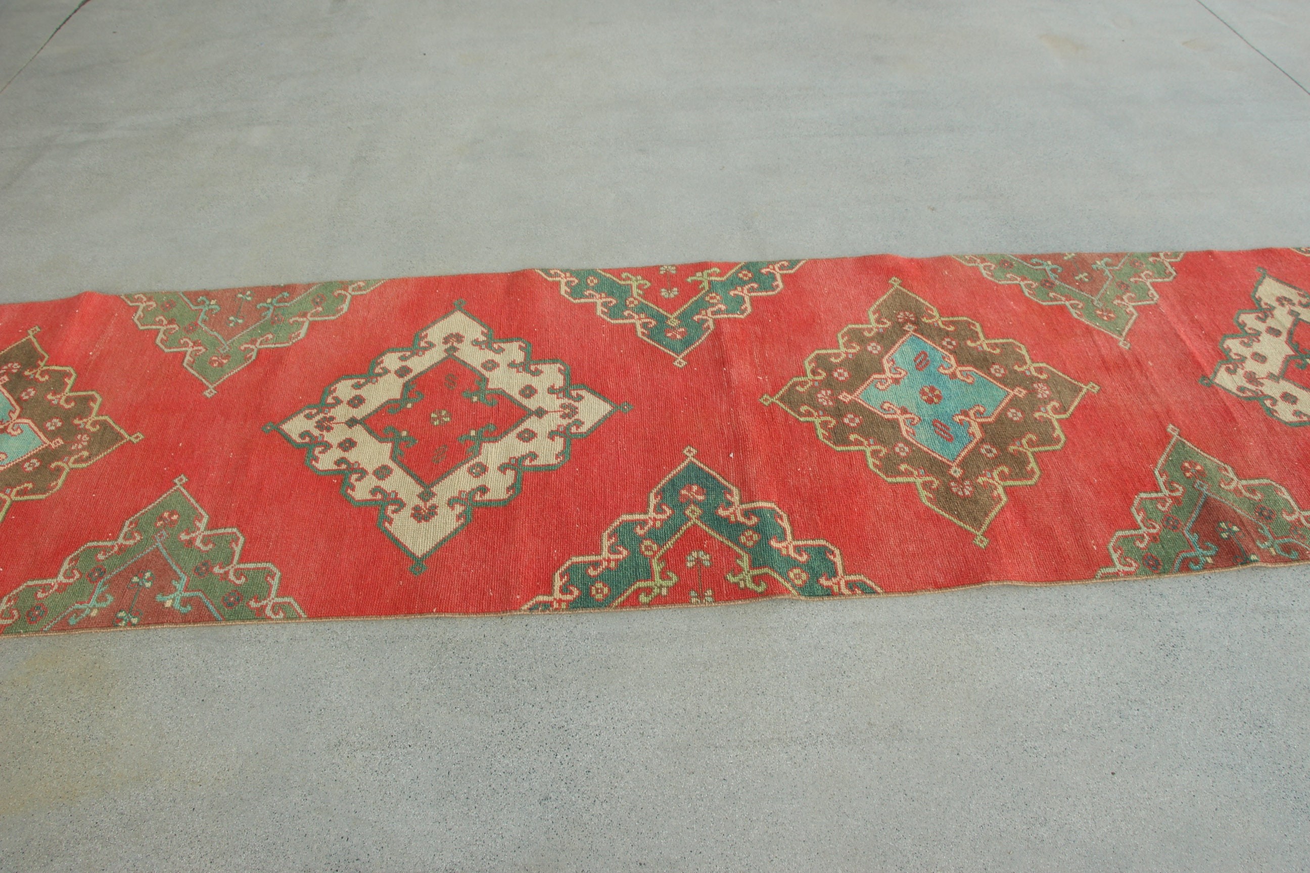 Corridor Rug, Hallway Rugs, Turkish Rug, Luxury Rugs, Modern Rug, Vintage Rug, 2.9x12.8 ft Runner Rug, Statement Rugs, Red Flatweave Rugs