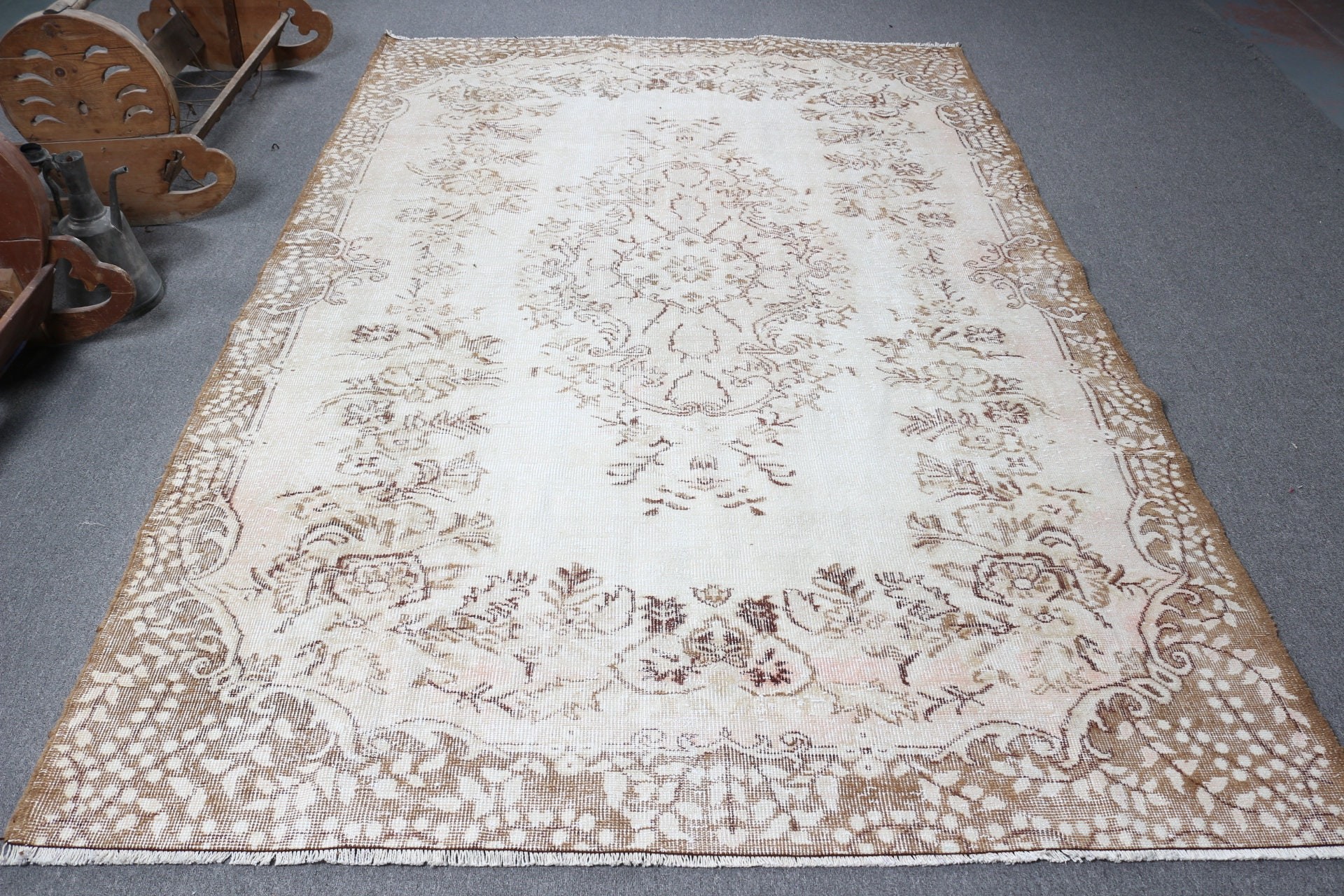 Cool Rug, Rugs for Salon, Vintage Rugs, Dining Room Rugs, Bedroom Rug, Salon Rug, 6x9.2 ft Large Rug, Beige Kitchen Rugs, Turkish Rugs