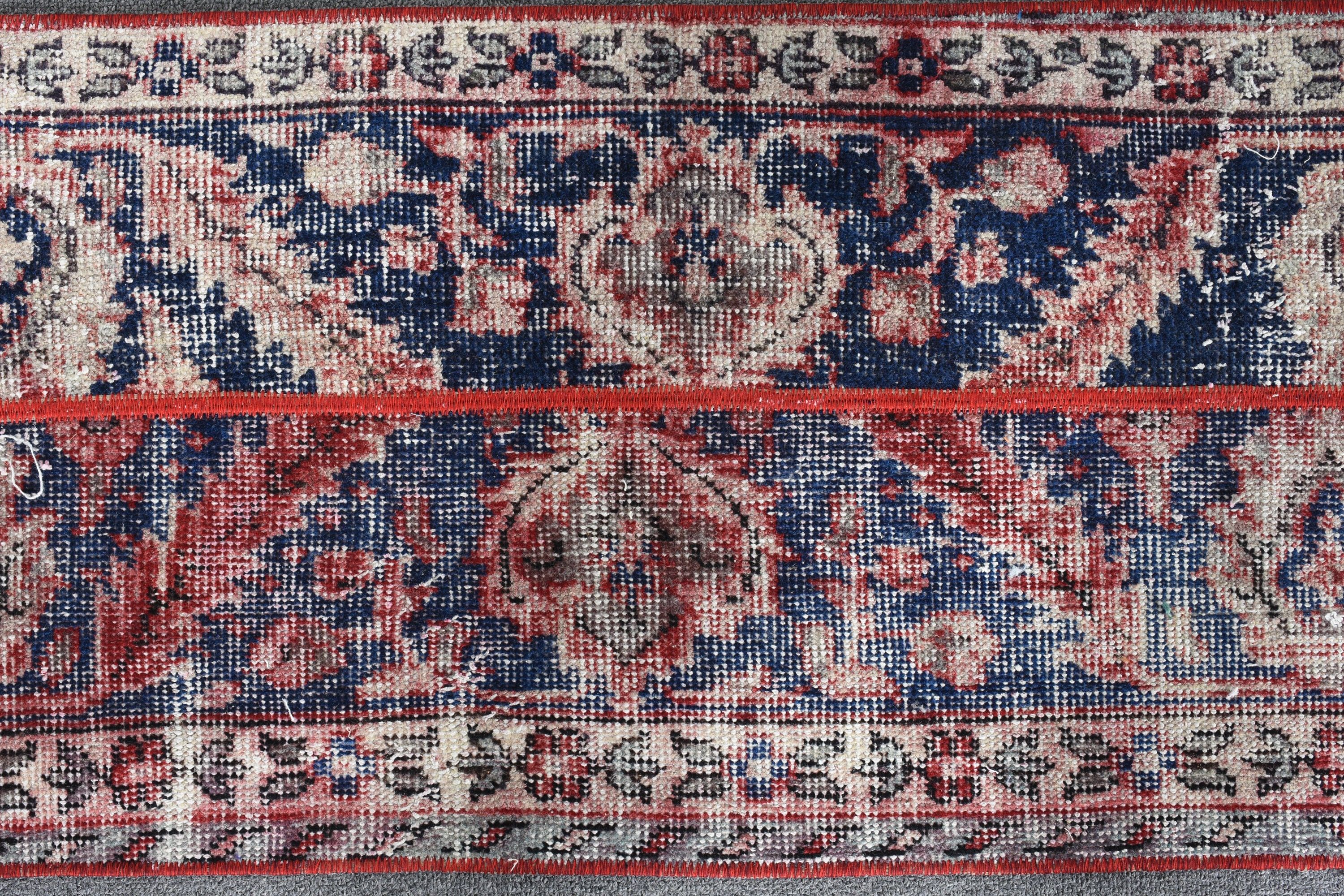 Vintage Rug, Turkish Rug, 1.4x4.1 ft Small Rug, Nursery Rug, Rugs for Kitchen, Red Oushak Rugs, Kitchen Rug, Old Rug, Bath Rug, Bedroom Rug